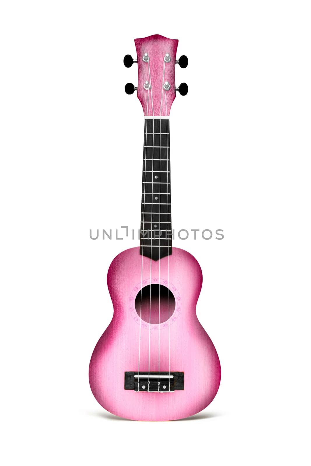 The Red ukulele guitar isolated on the white background