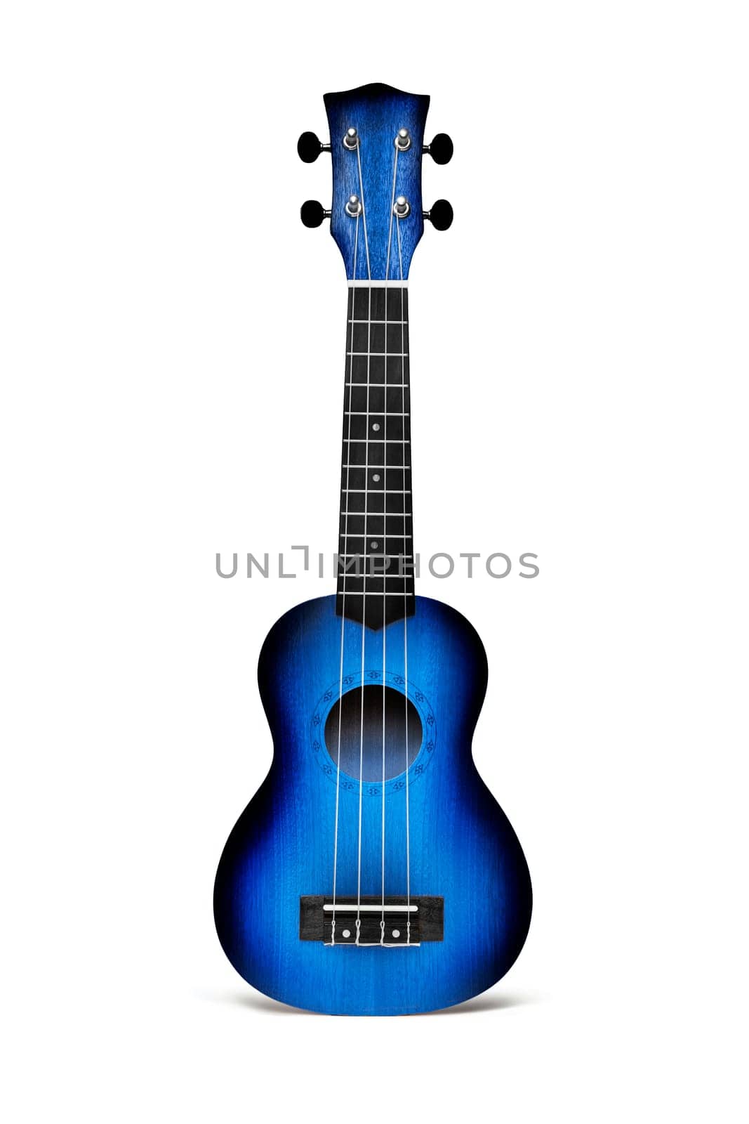 The Red ukulele guitar isolated on the white background