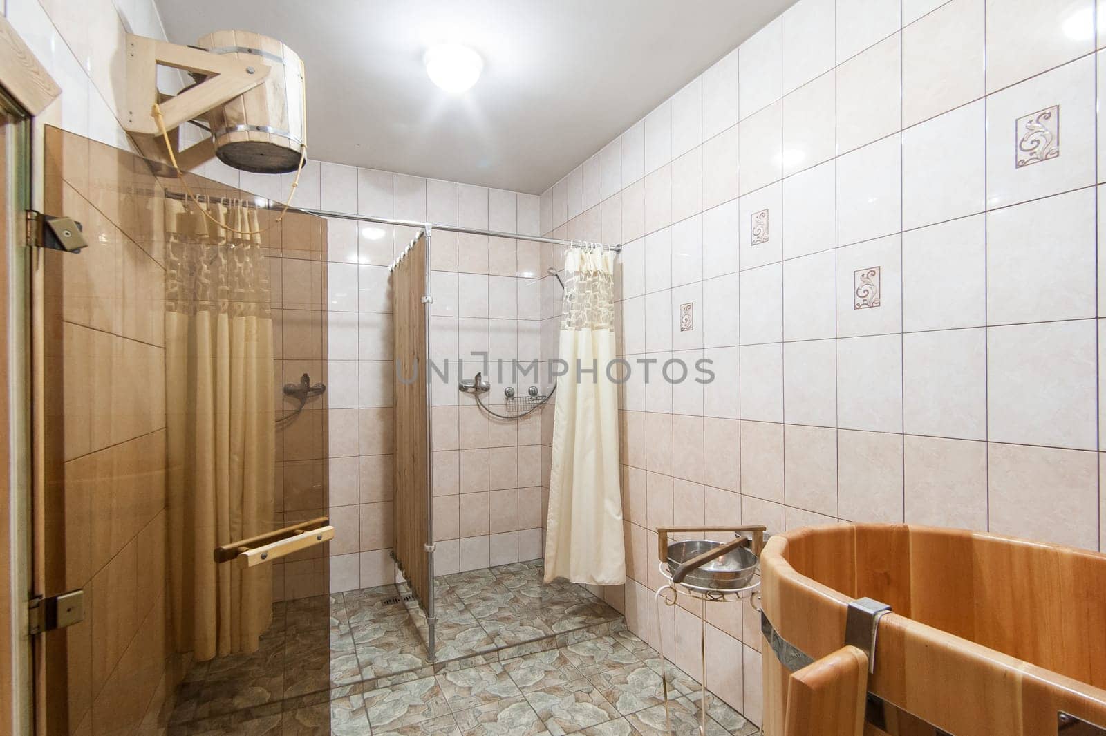 Russia, Moscow- May 29, 2019: interior room apartment. bathhouse, sauna