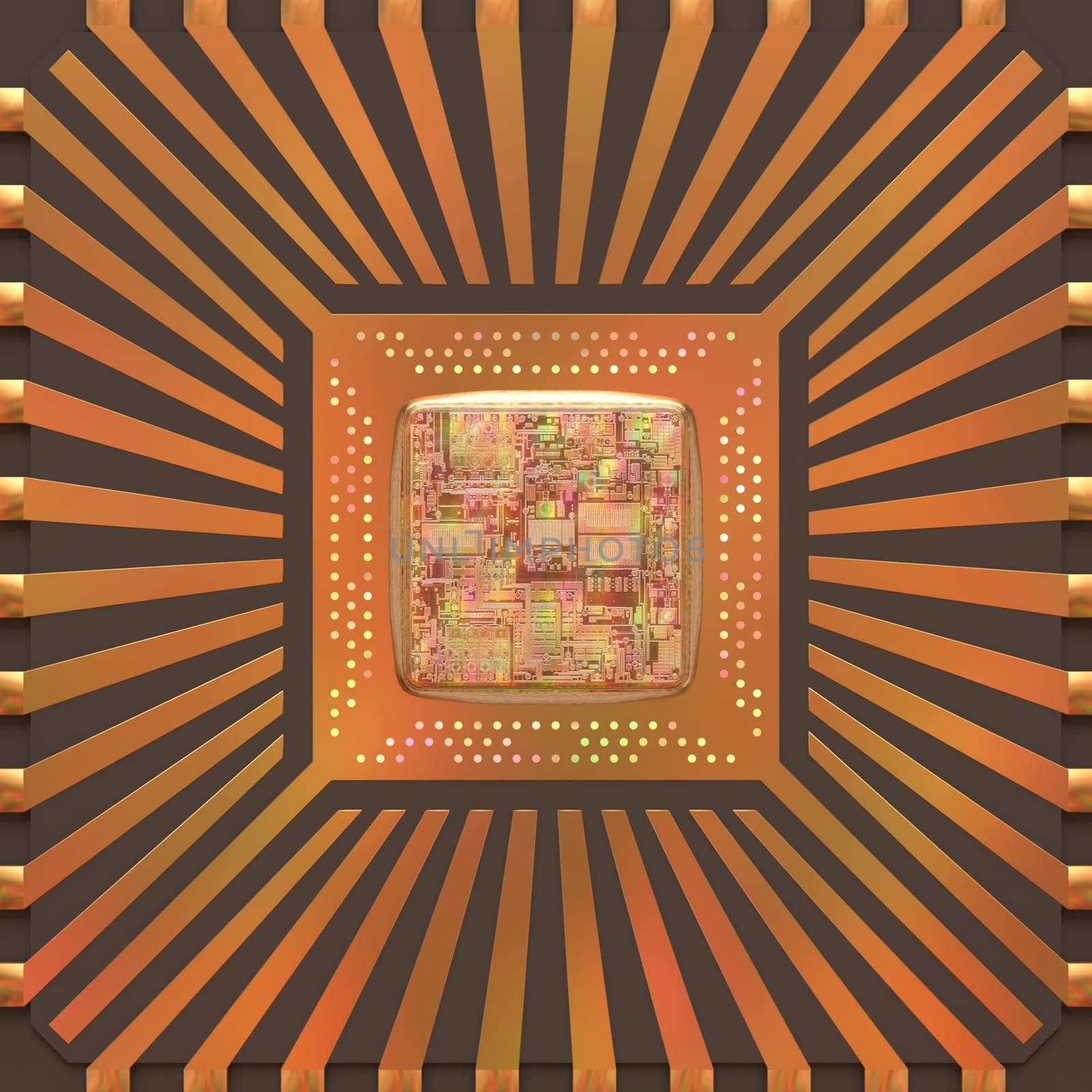 3D image concept of an expansion of the microchip's core.