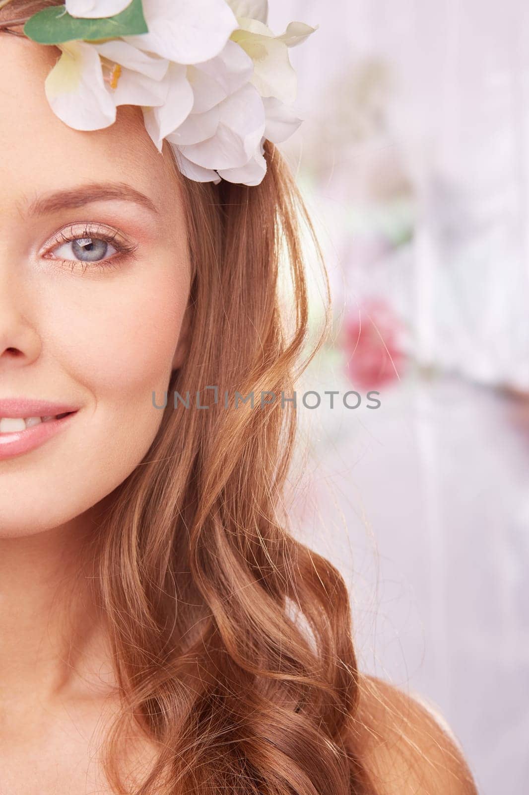 Charming woman in spring environment