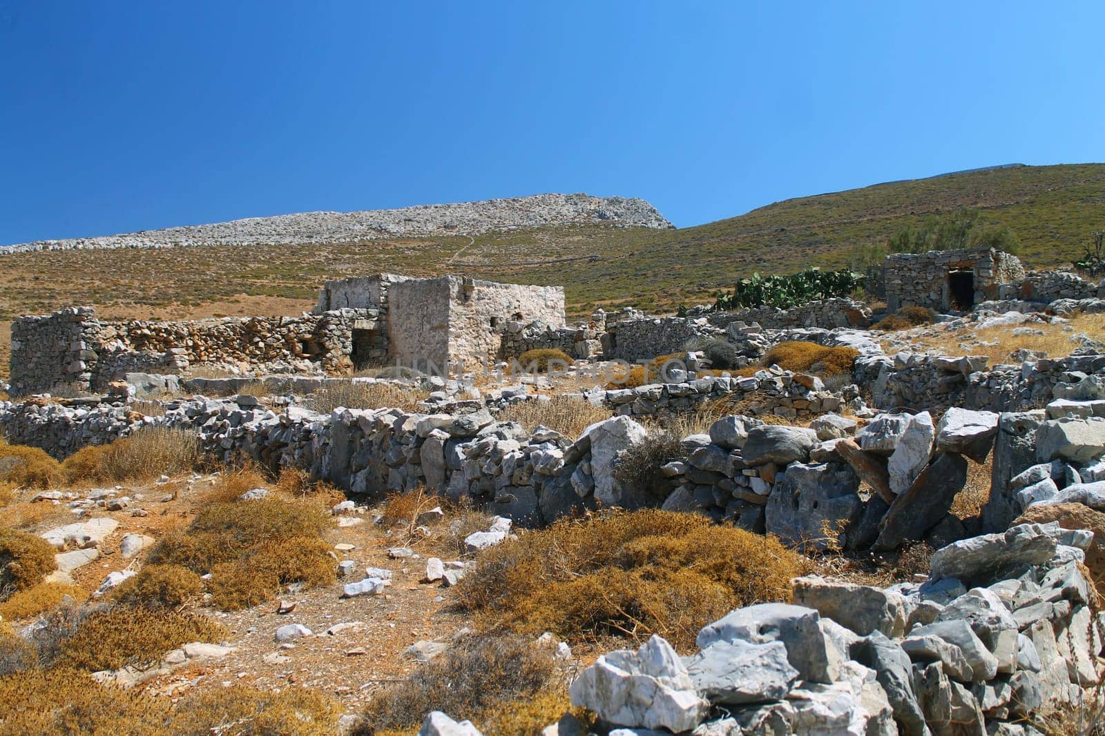 Ancient Greek ruins in cyclades islands in Europe
