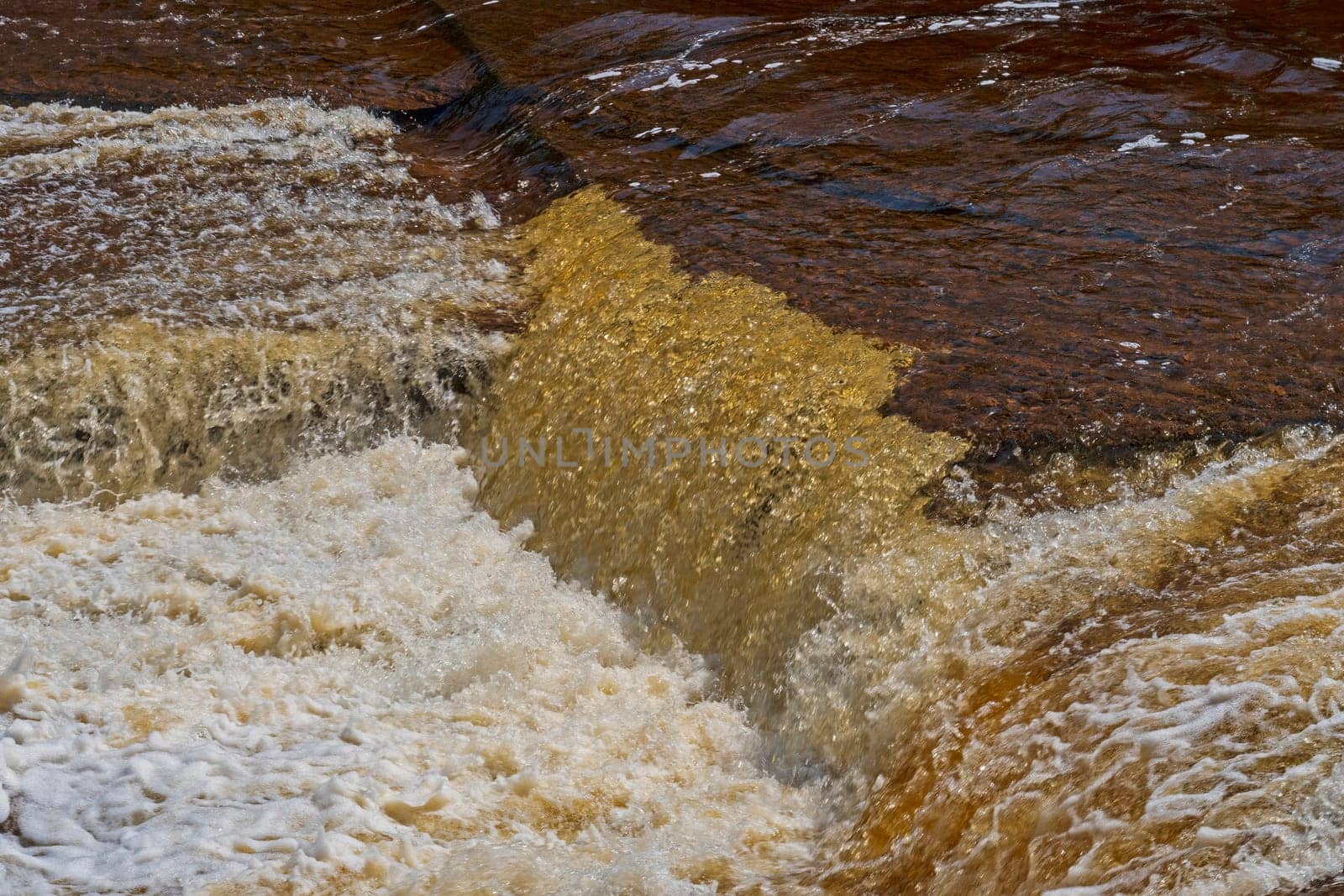 Close up of Rapids in the Spring on the Presque Isle River in Porcupine Mountains State Park in Michigan