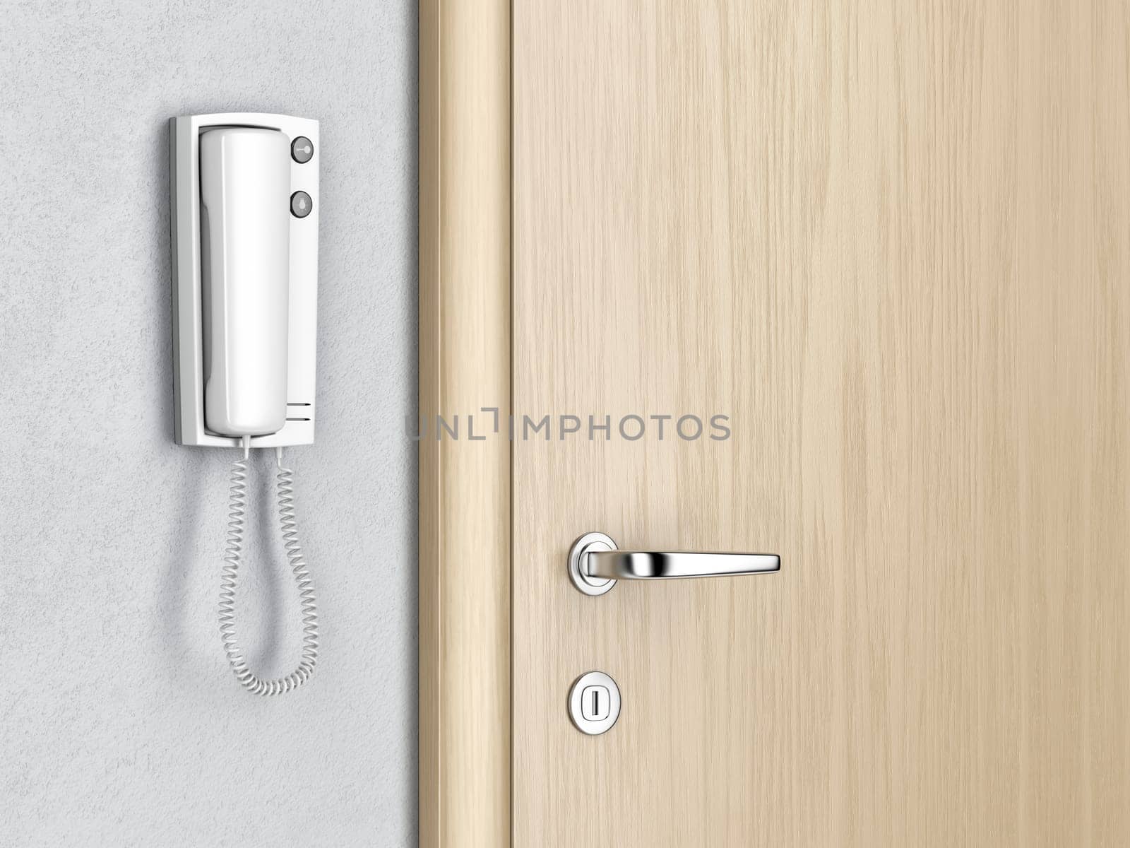 Intercom near the entrance door in the apartment