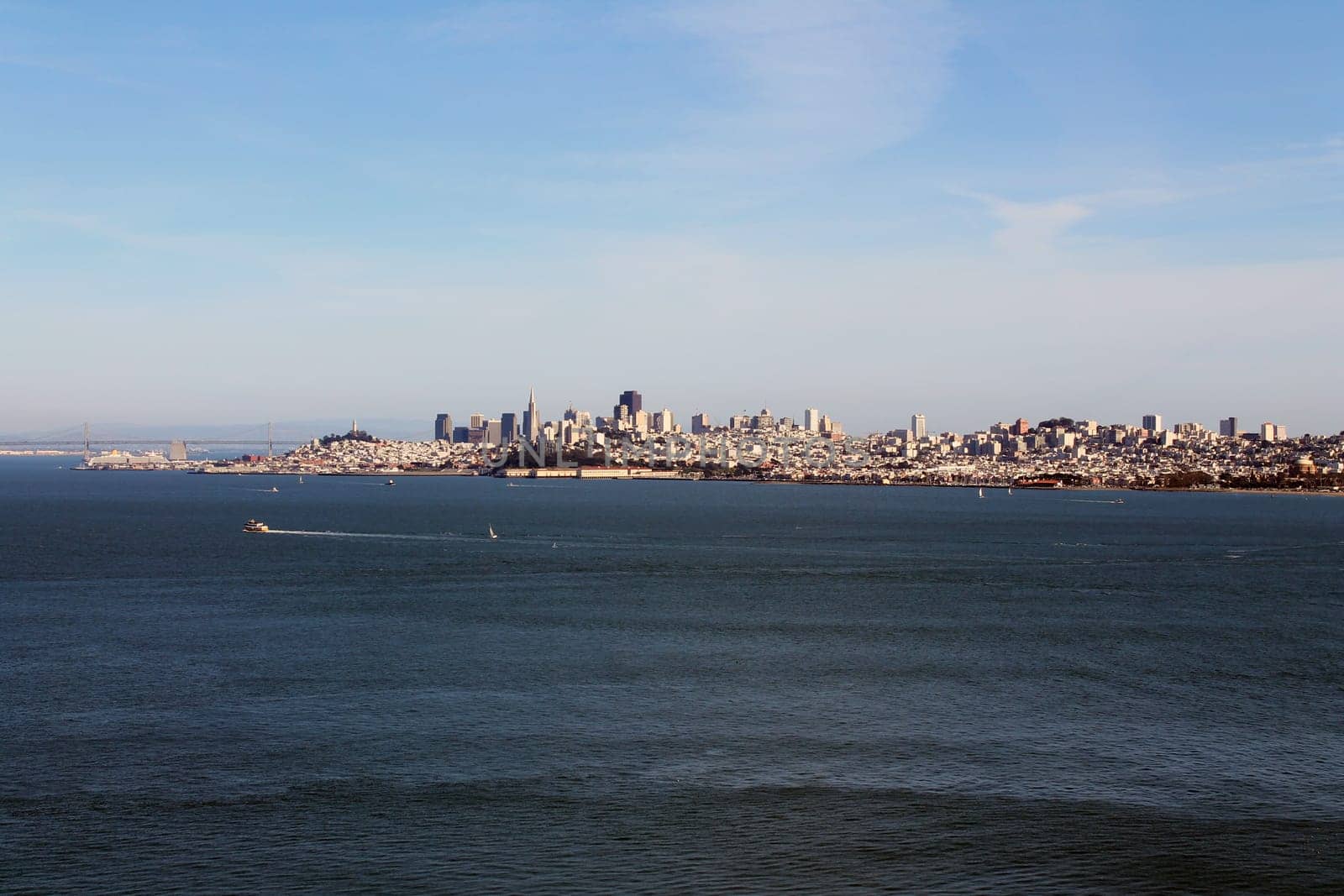 San Francisco skyline from the bay in California