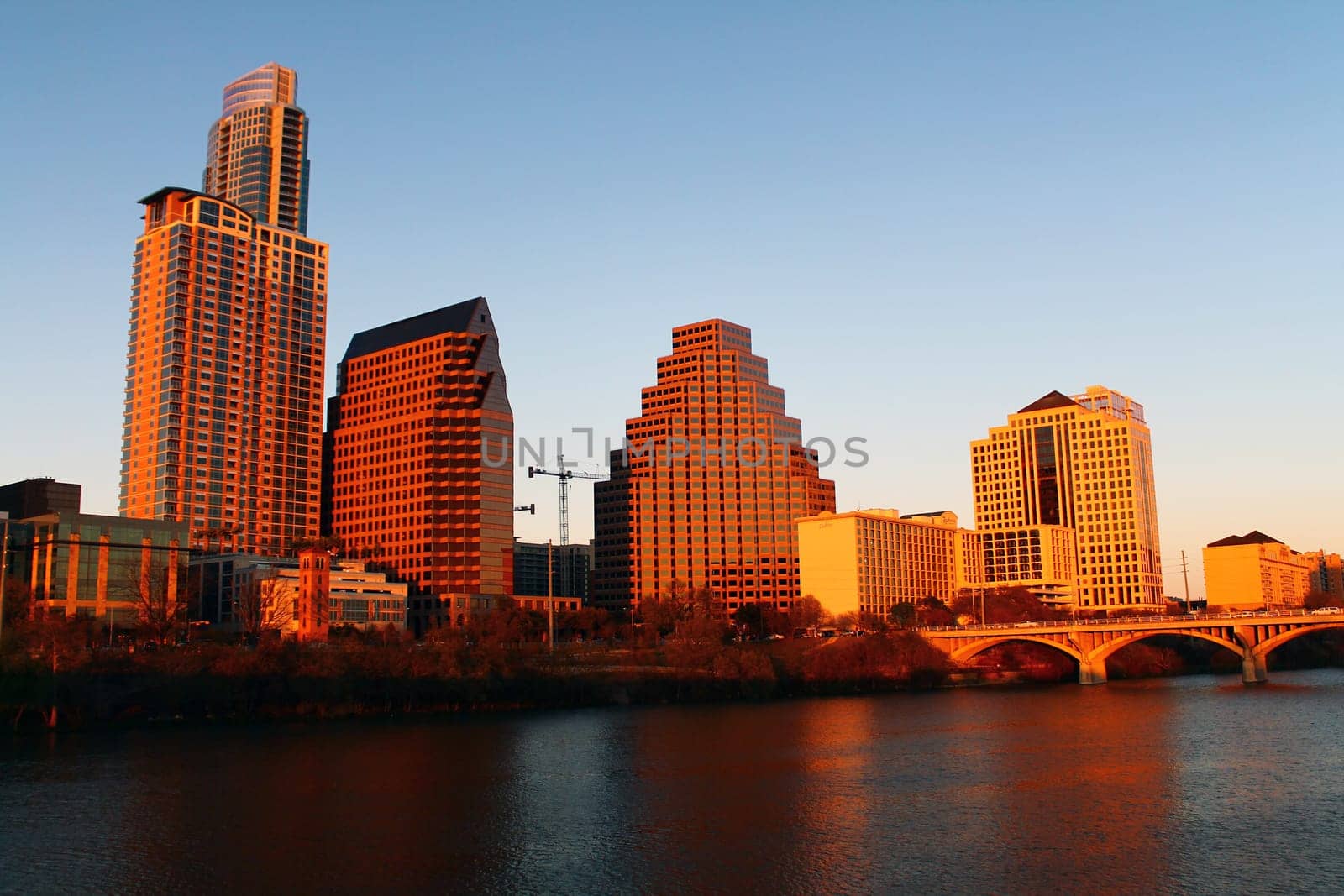 Downtown Austin illuminated by the sun in Texas