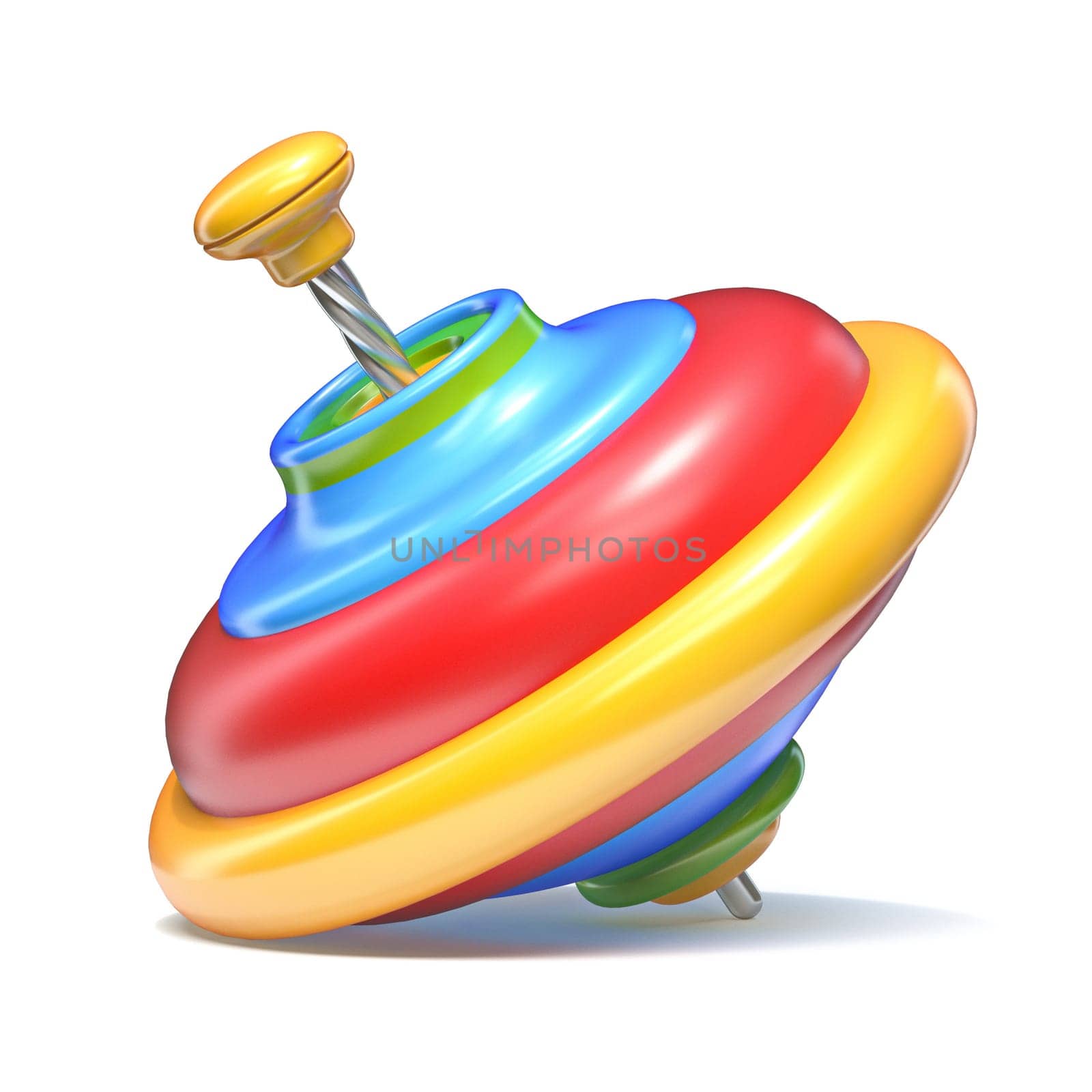 Whirligig top toy 3D render illustration isolated on white background