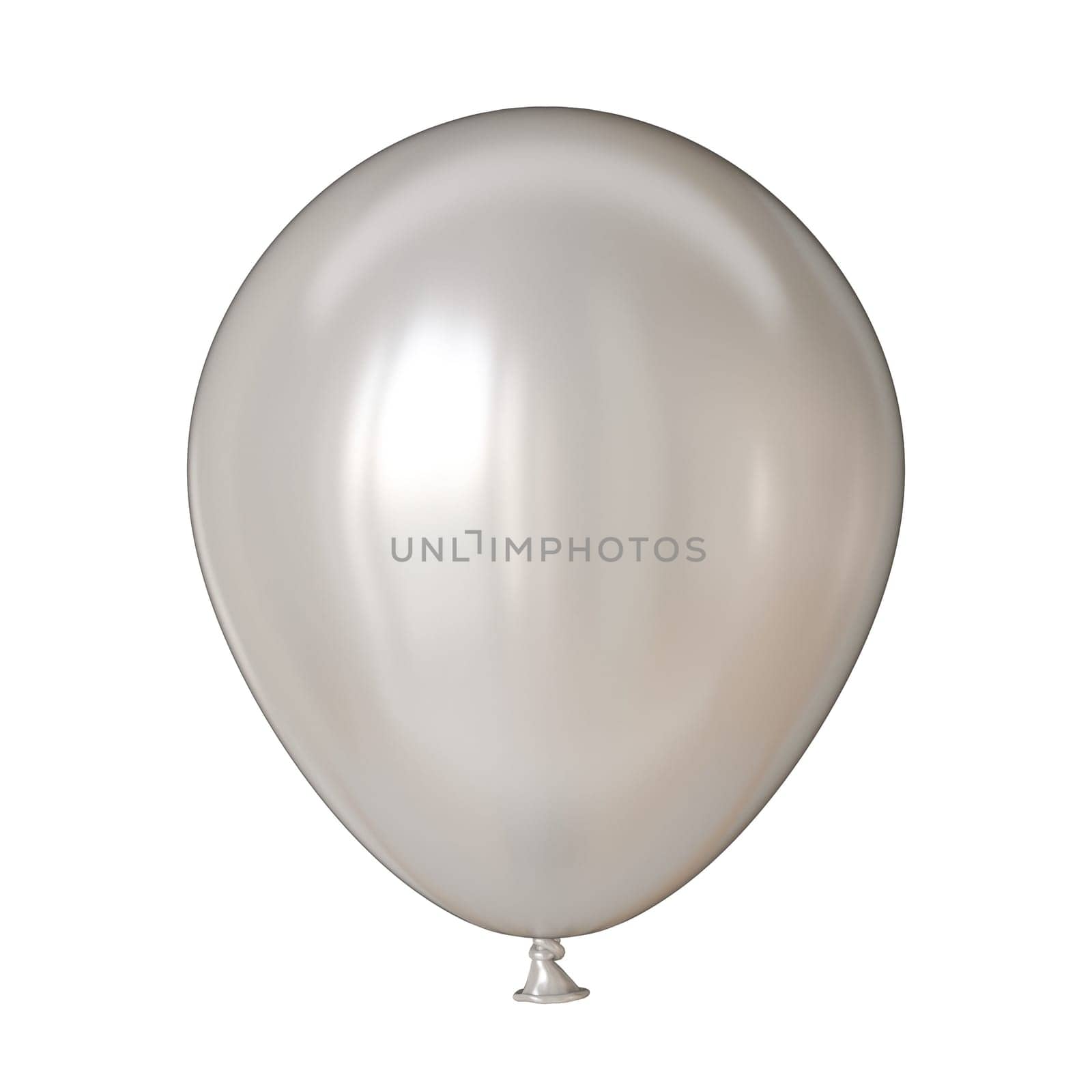 Single white balloon 3D render illustration isolated on white background