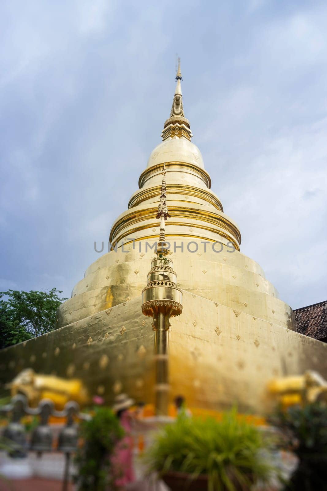 Wat Pra Singh beautiful temple in Chiang Mai, Thailand, stock photo