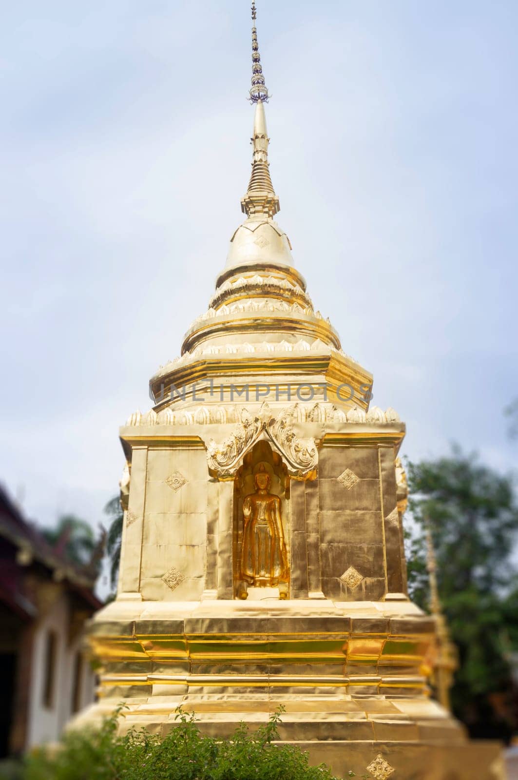 Wat Pra Singh beautiful temple in Chiang Mai, Thailand, stock photo