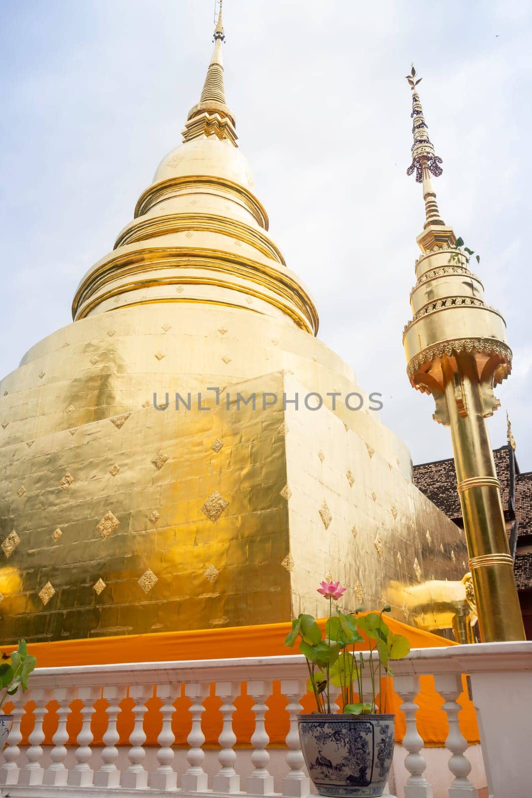 Wat Pra Singh beautiful temple in Chiang Mai, Thailand, stock photo