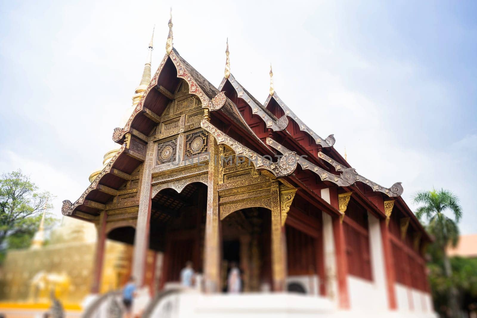 Wat Pra Singh beautiful temple in Chiang Mai, Thailand, stock photo