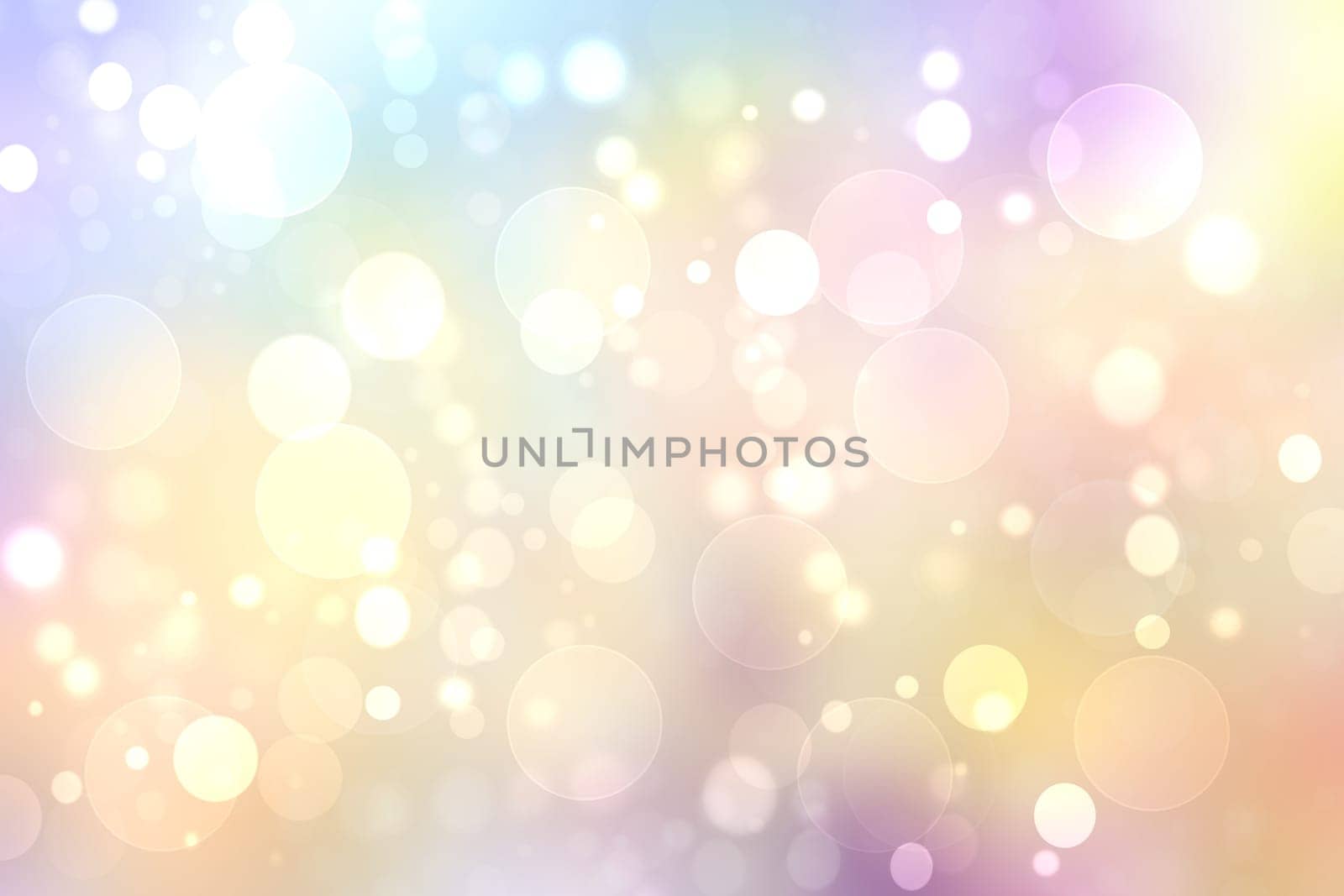 Abstract blurred fresh vivid spring summer light delicate pastel yellow pink white yellow bokeh background texture with bright circular soft color lights. Beautiful backdrop illustration.