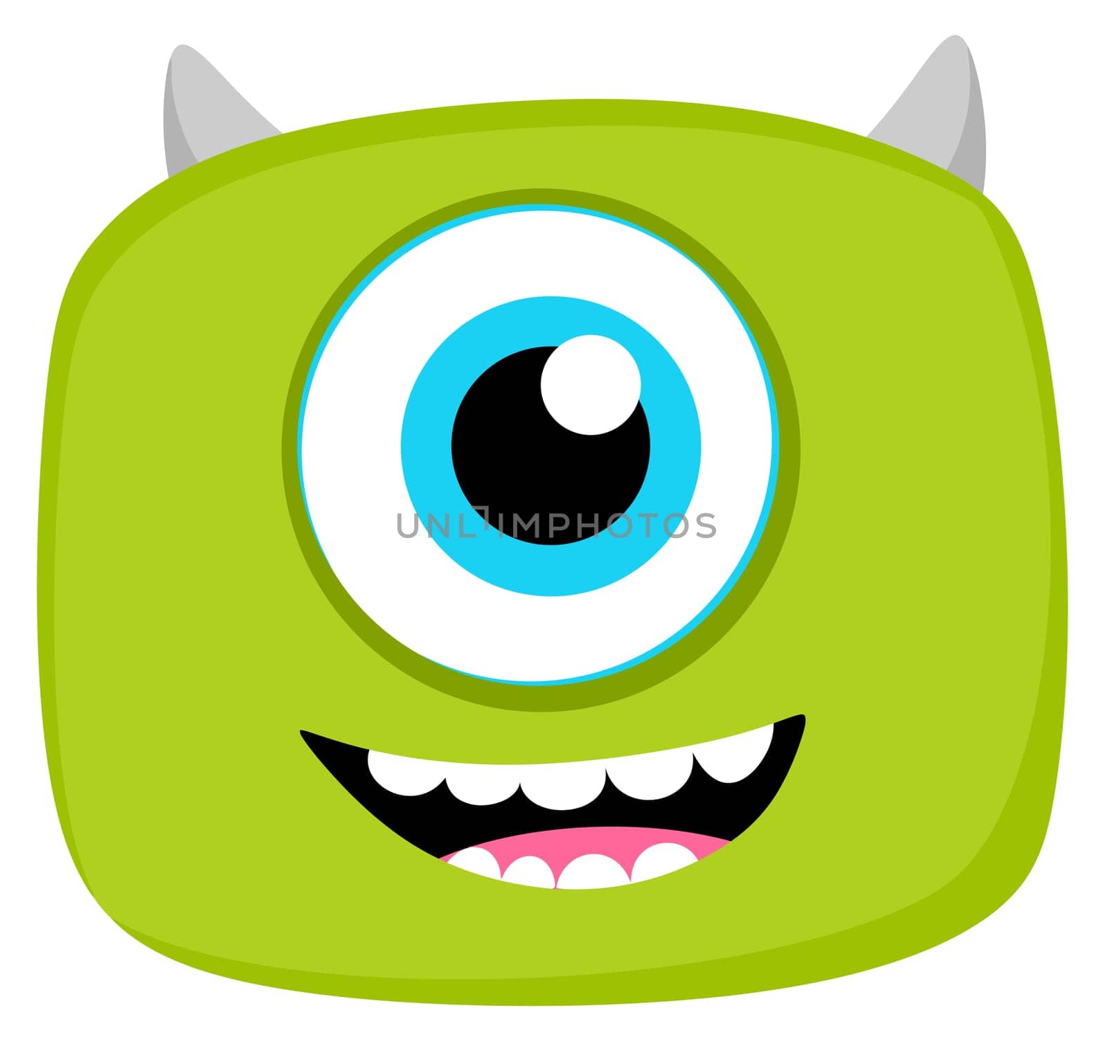monster one eye alien creature green illustration head