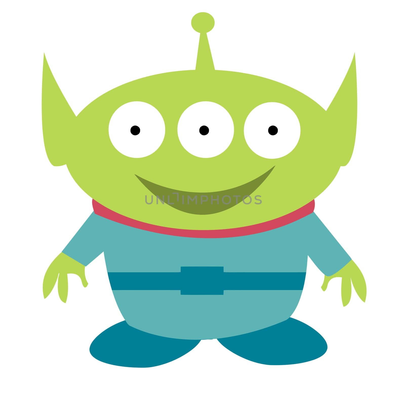 monster three eyes alien creature green illustration marcianos