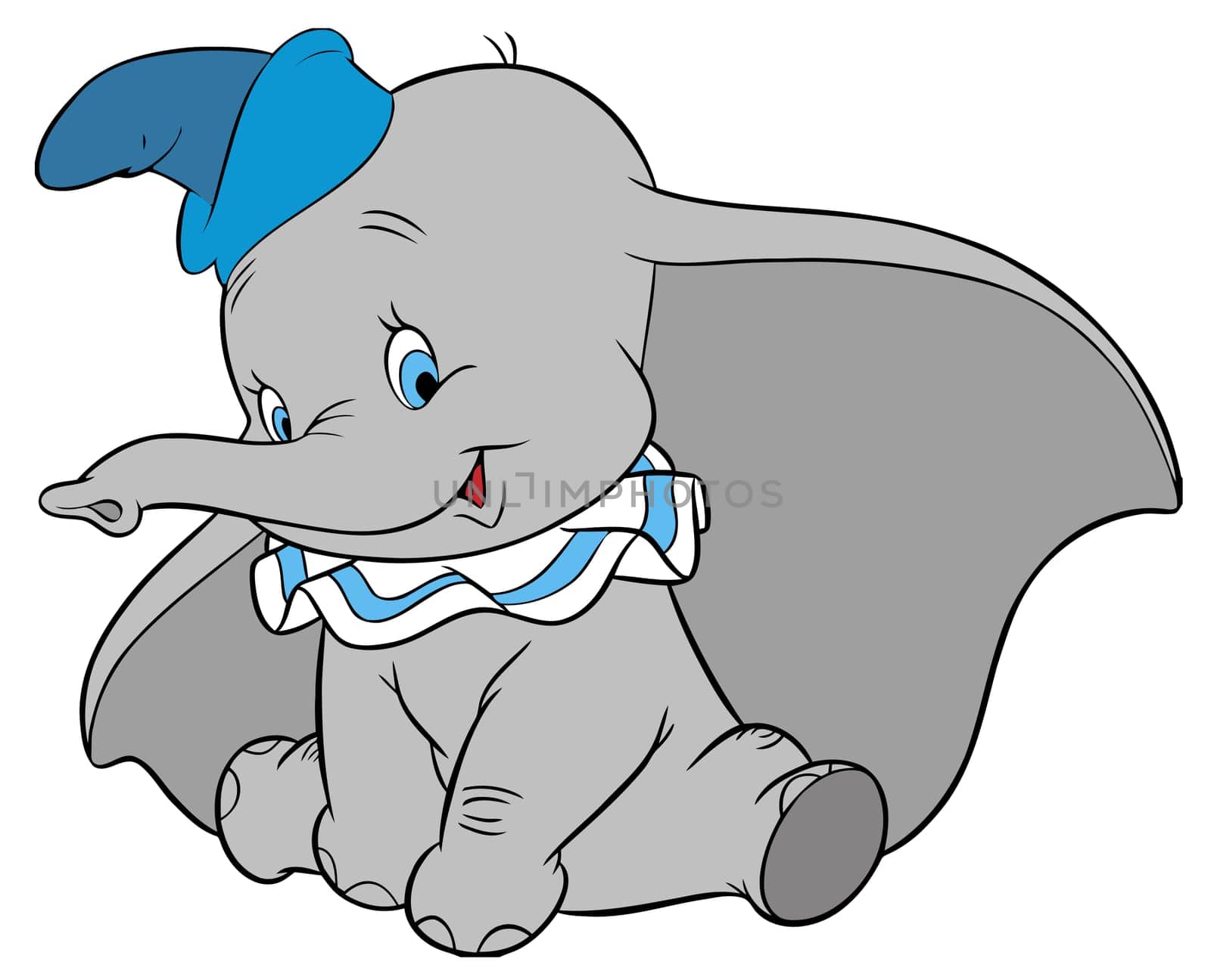 dumbo flying elephant illustration cartoon character siting