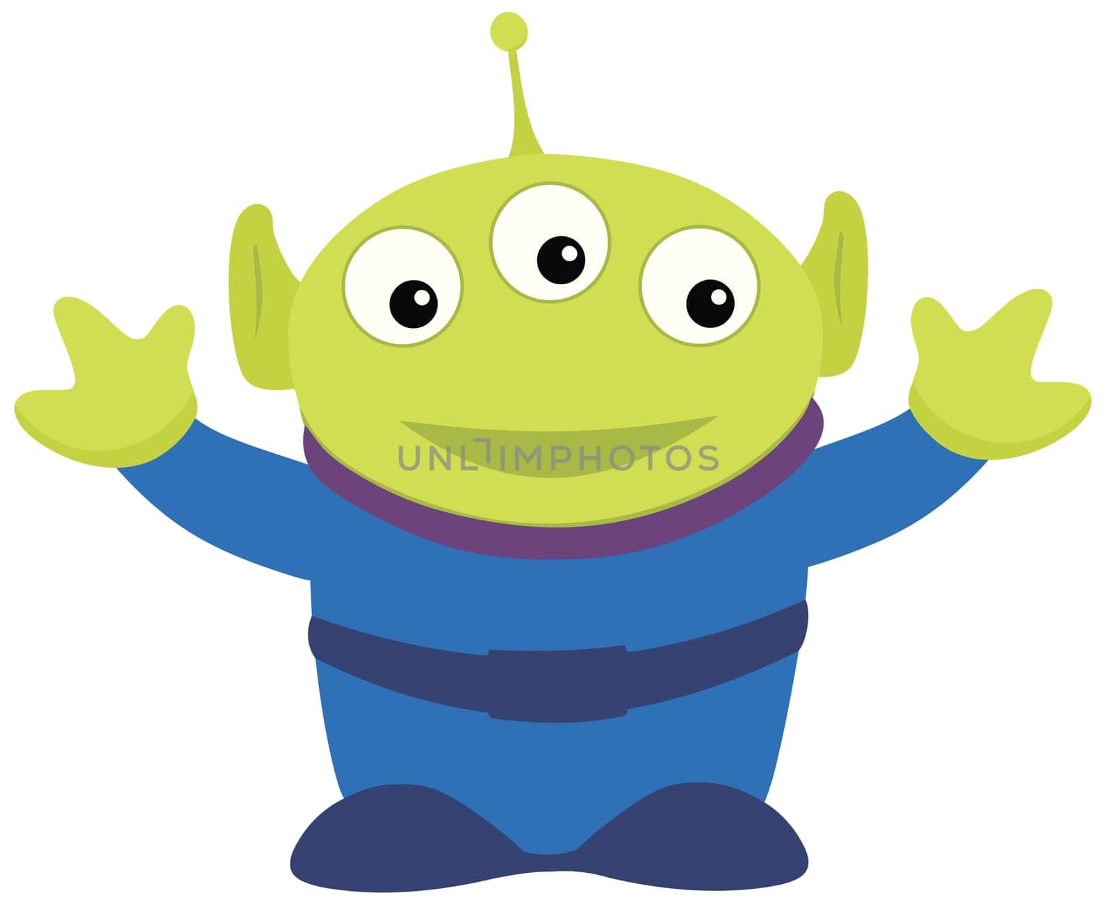 monster three eyes alien creature green illustration