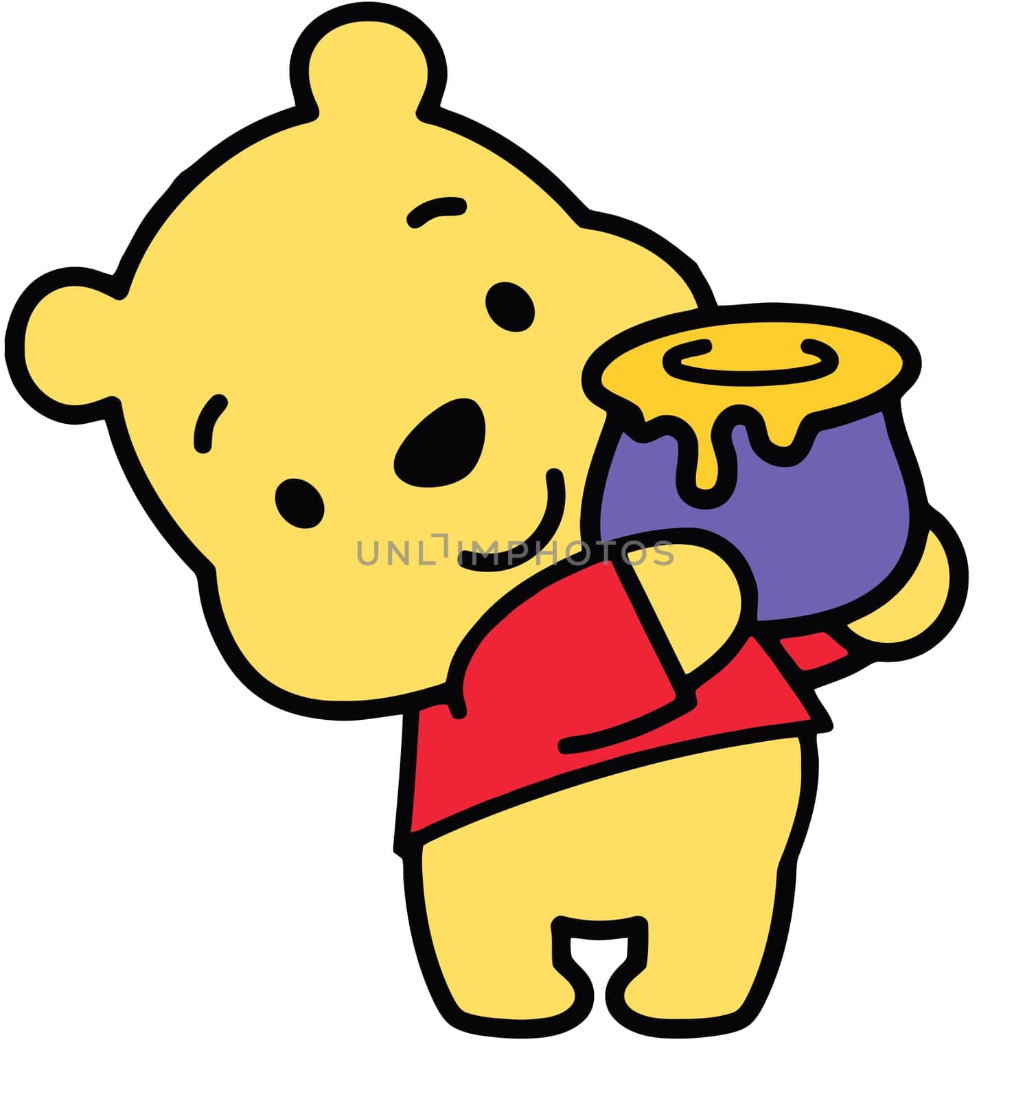 Winnie the Pooh bear cartoon baby honey pot illustration