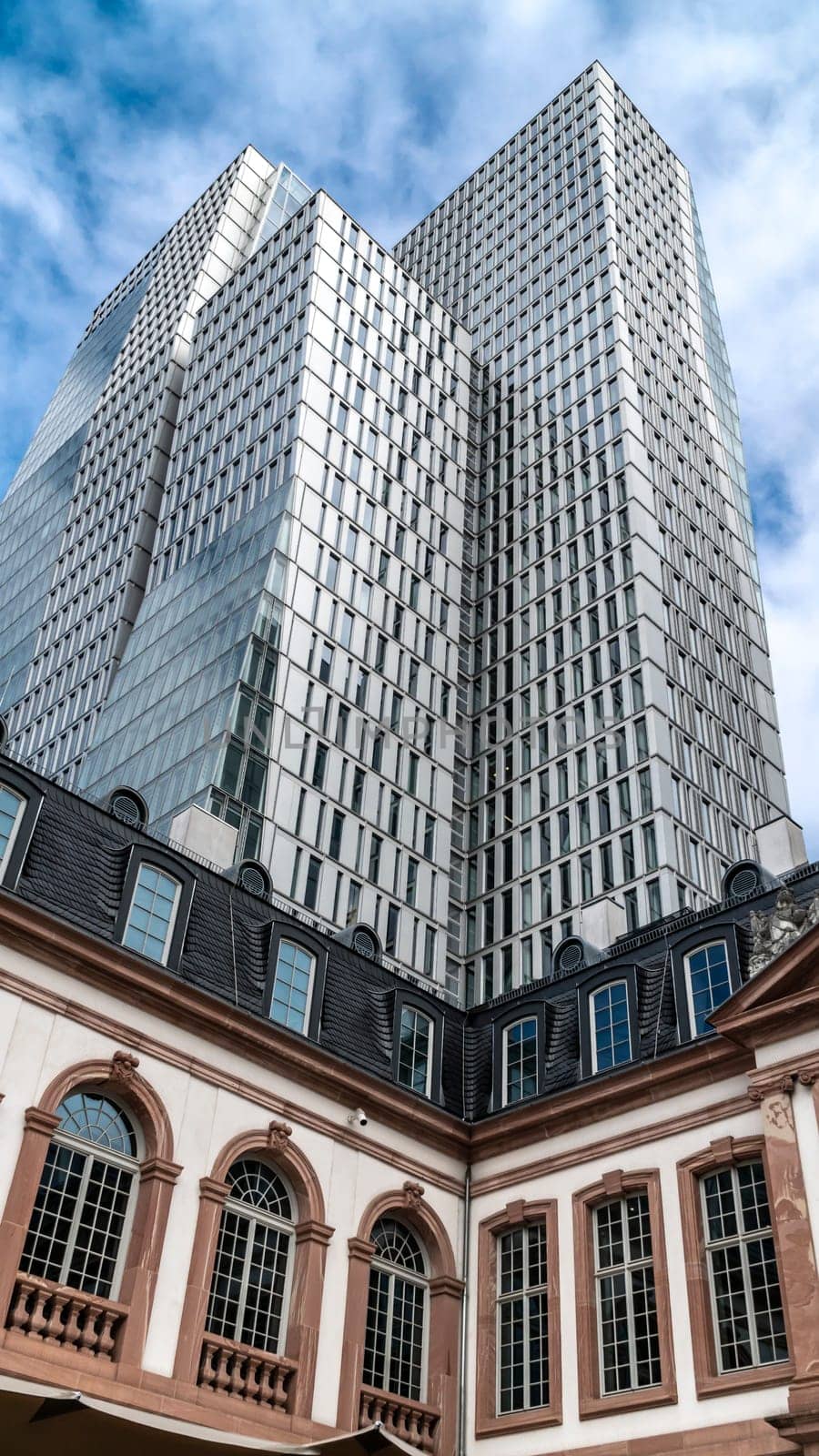 FRANKFURT, GERMANY, October 5th 2019 view from turn&taxis palais on the skyscraper in Frankfurt/Main Germany