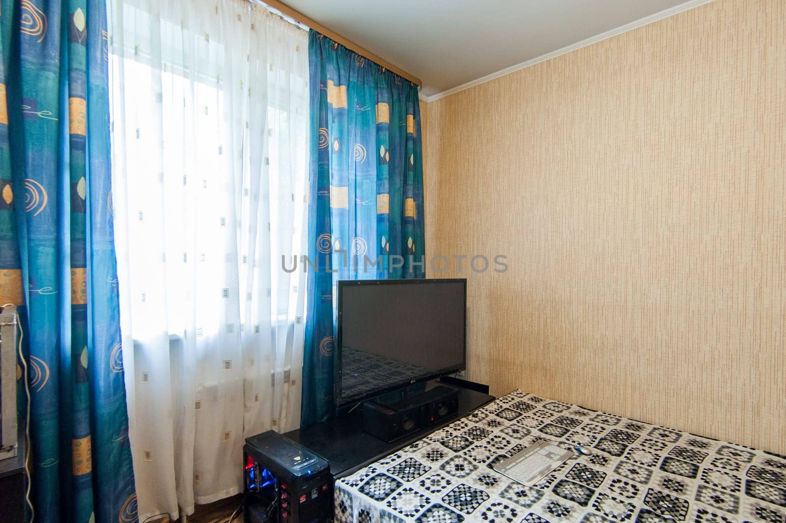 Russia, Moscow- June 06, 2019: interior room apartment. standard repair decoration in hostel