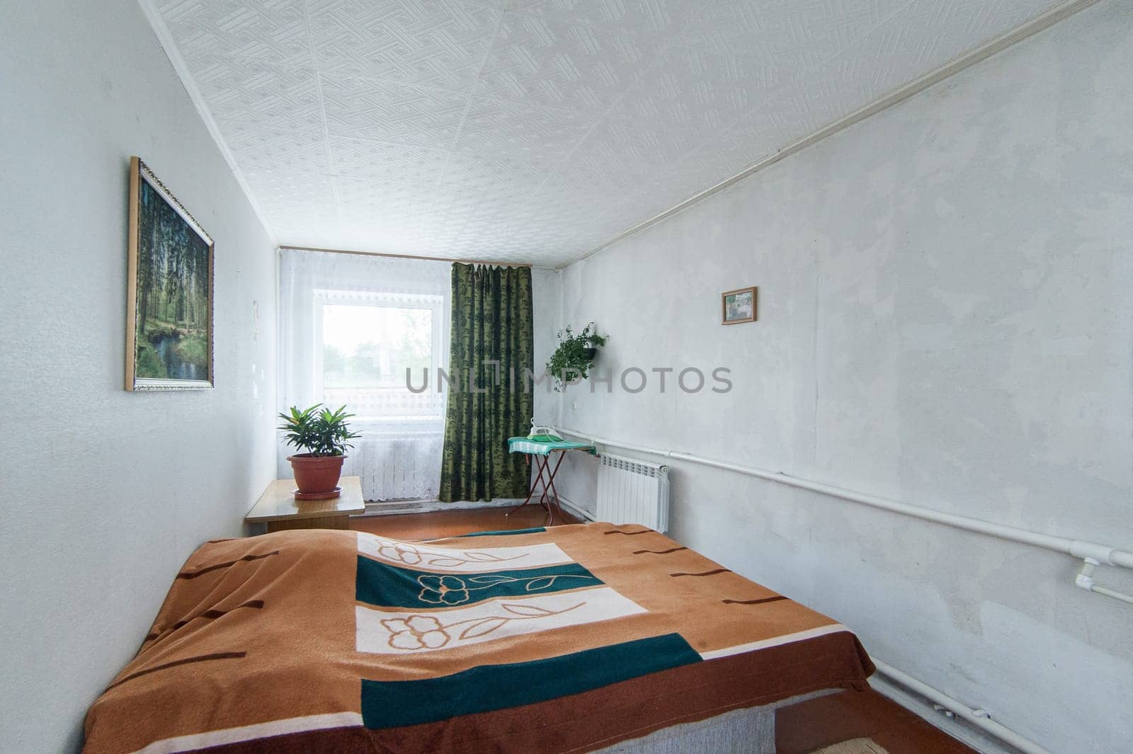 Russia, Moscow- June 06, 2019: interior room apartment. standard repair decoration in hostel. old not modern decor townhouse