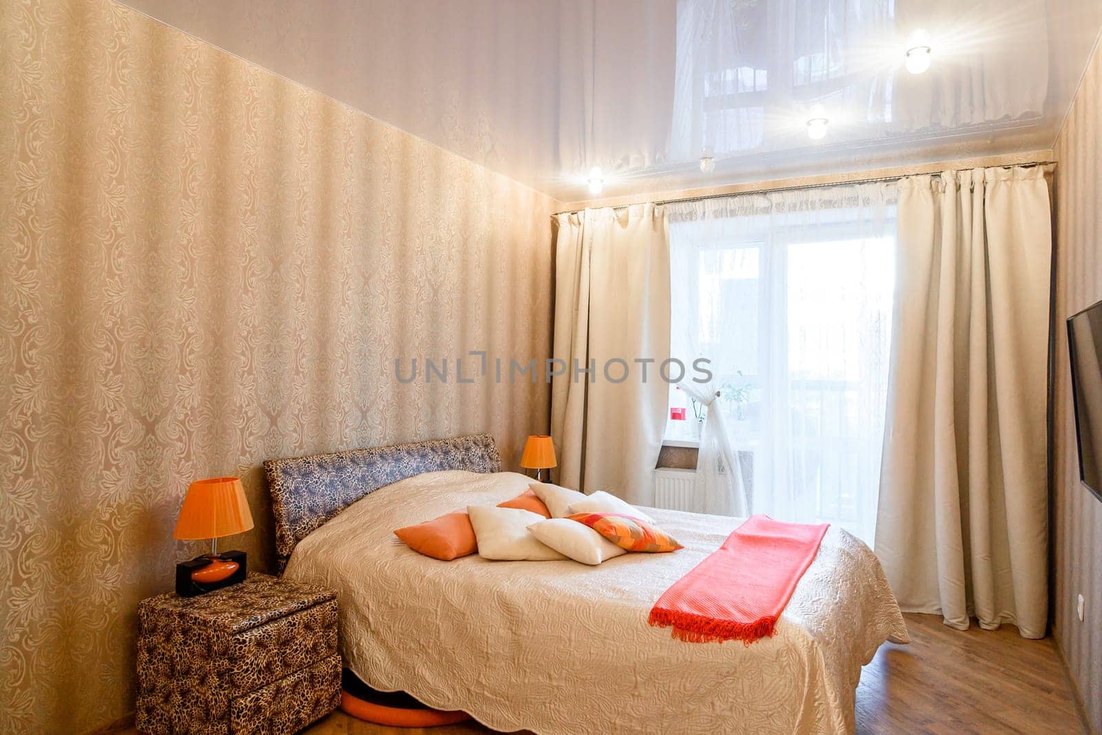 Russia, Moscow- June 10, 2019: interior room apartment. standard repair decoration in hostel