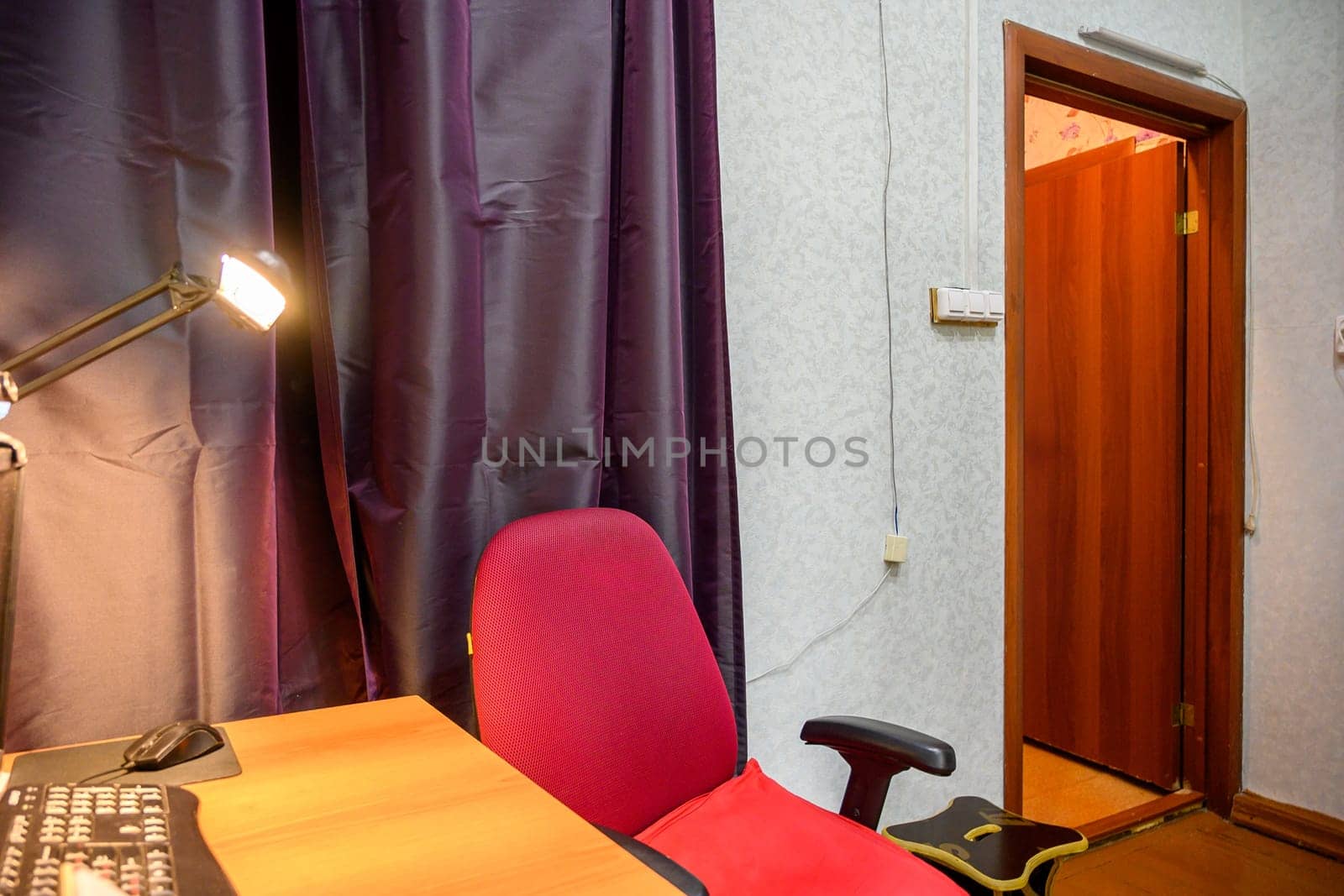 Russia, Moscow- June 06, 2019: interior room apartment. standard repair decoration in hostel. old not modern decor