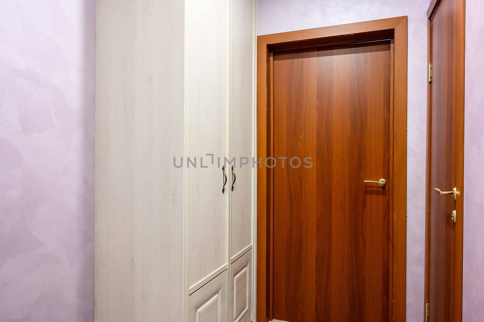 Russia, Moscow- June 10, 2019: interior room apartment. standard repair decoration in hostel. room doors, repair