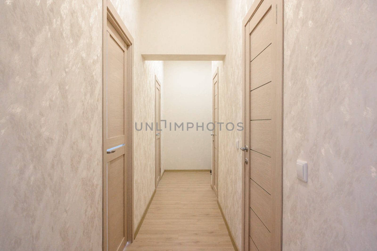 Russia, Moscow- June 10, 2019: interior room apartment. standard repair decoration in hostel. room doors, repair