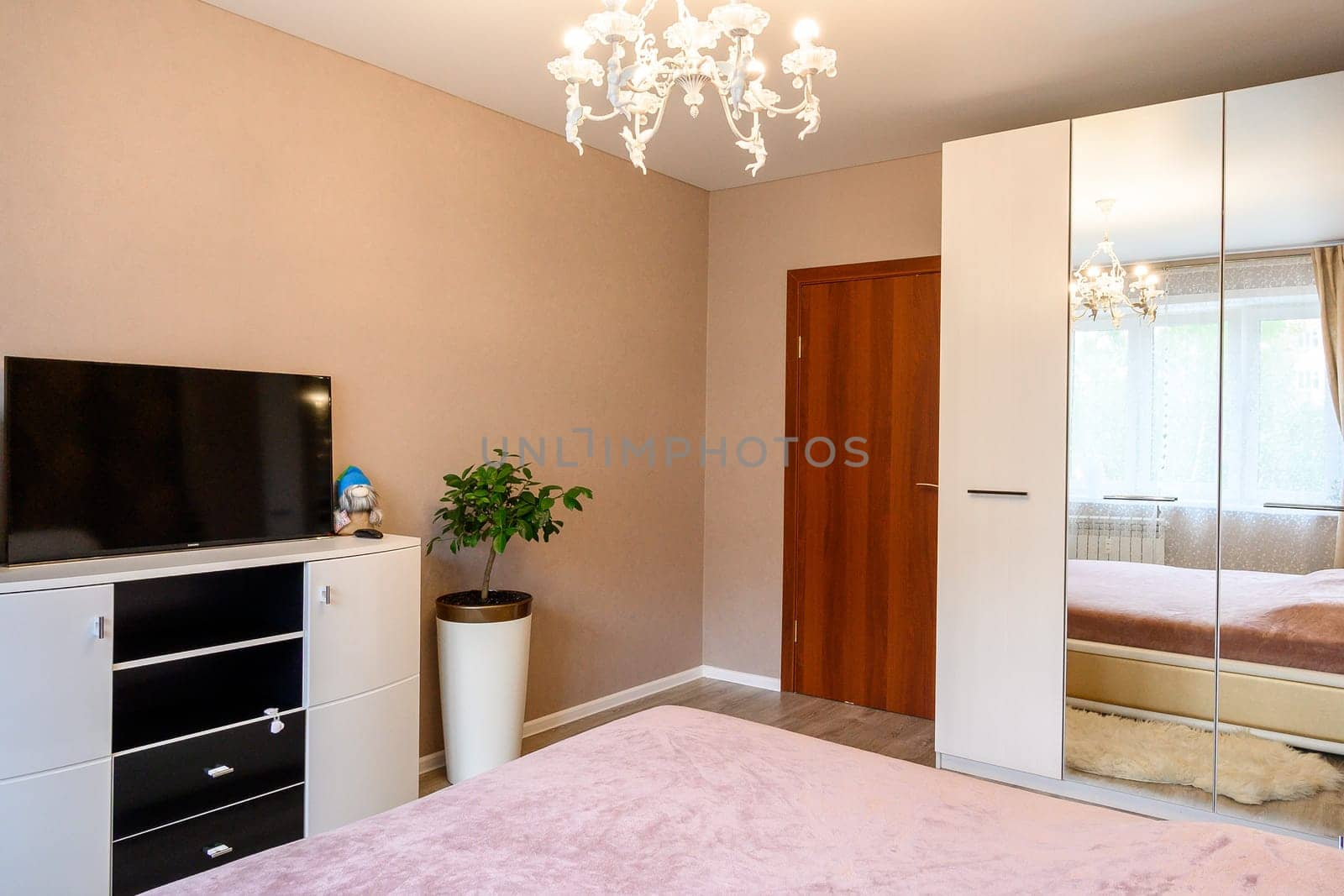 Russia, Moscow- June 10, 2019: interior room apartment. standard repair decoration in hostel