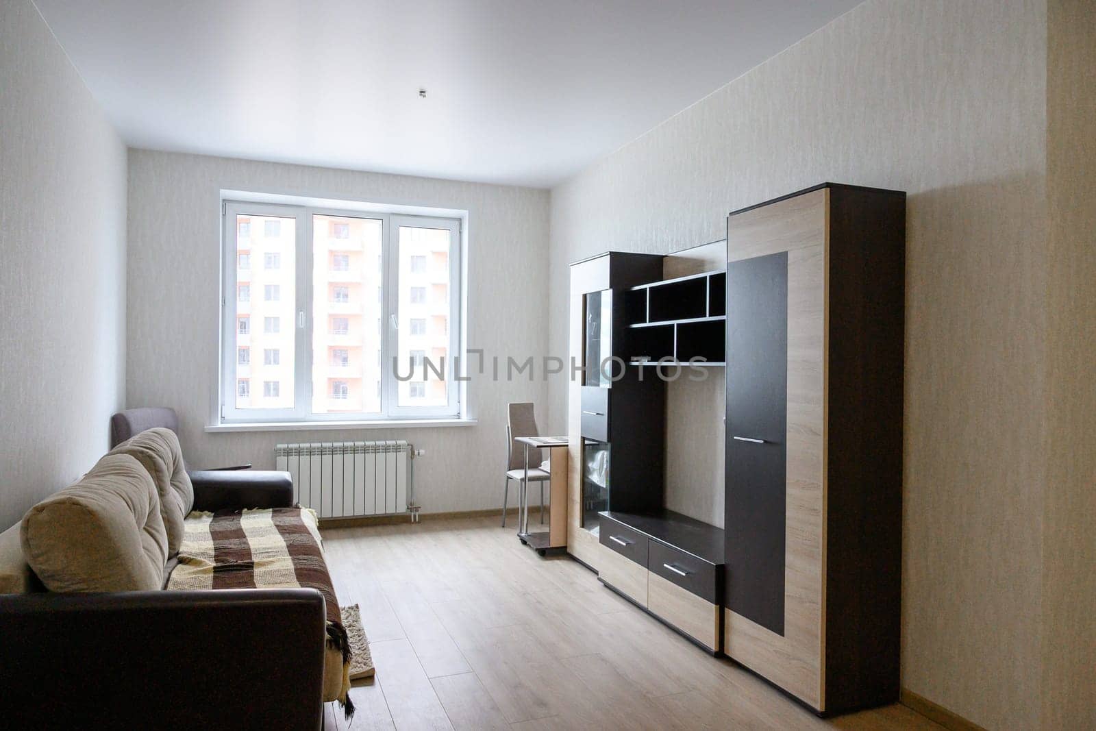 Russia, Moscow- June 10, 2019: interior room apartment. standard repair decoration in hostel