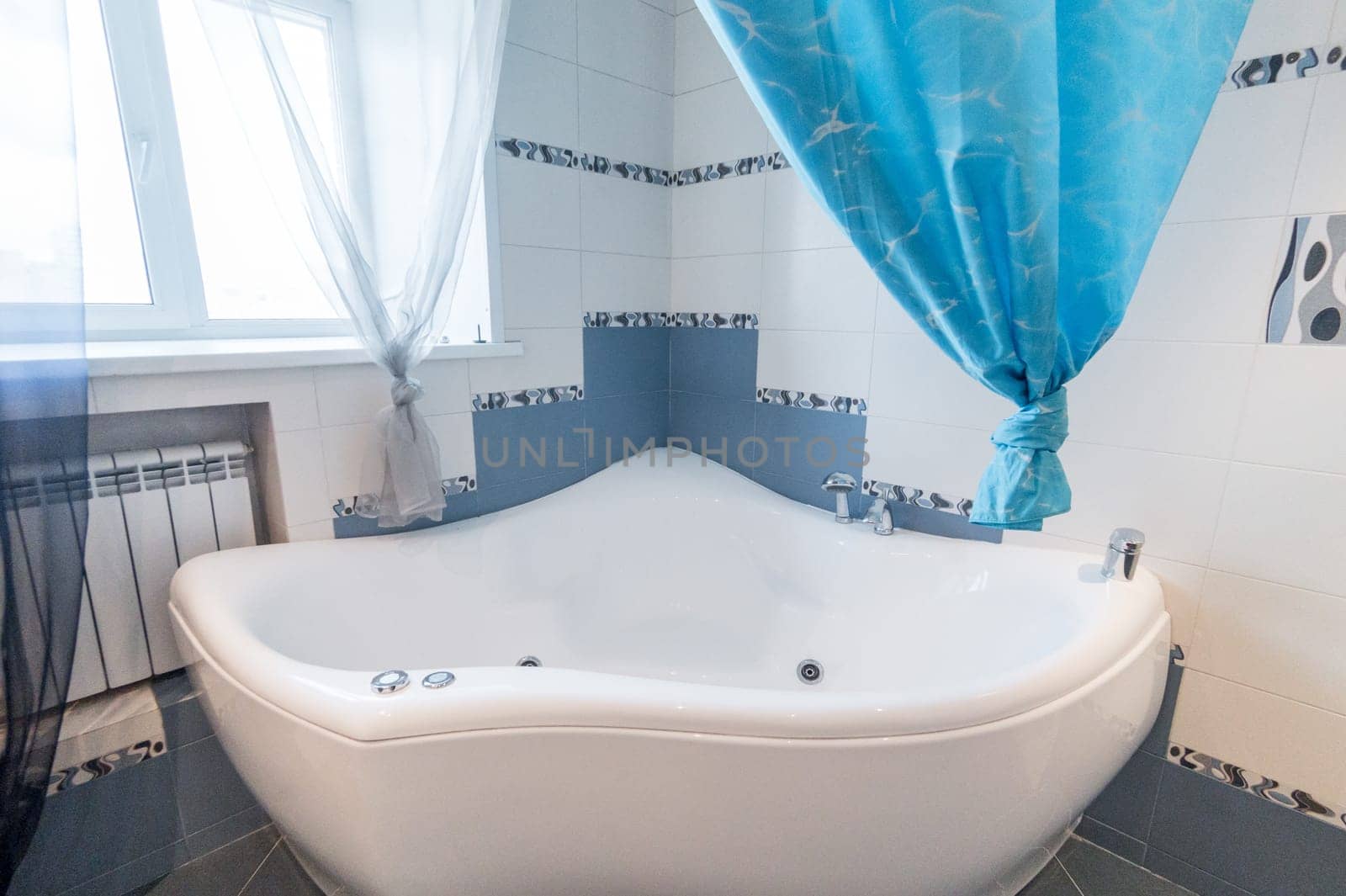Russia, Moscow- June 10, 2019: interior room apartment. standard repair decoration in hostel. bathroom and toilet