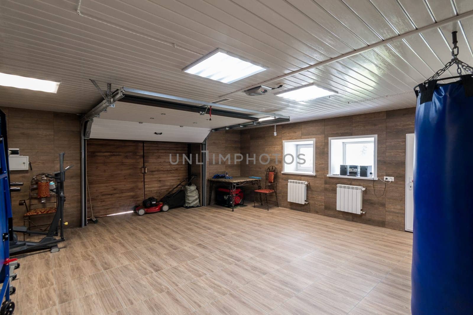 Russia, Moscow- June 11, 2019: interior room apartment. standard repair decoration in hostel. bright modern car garage