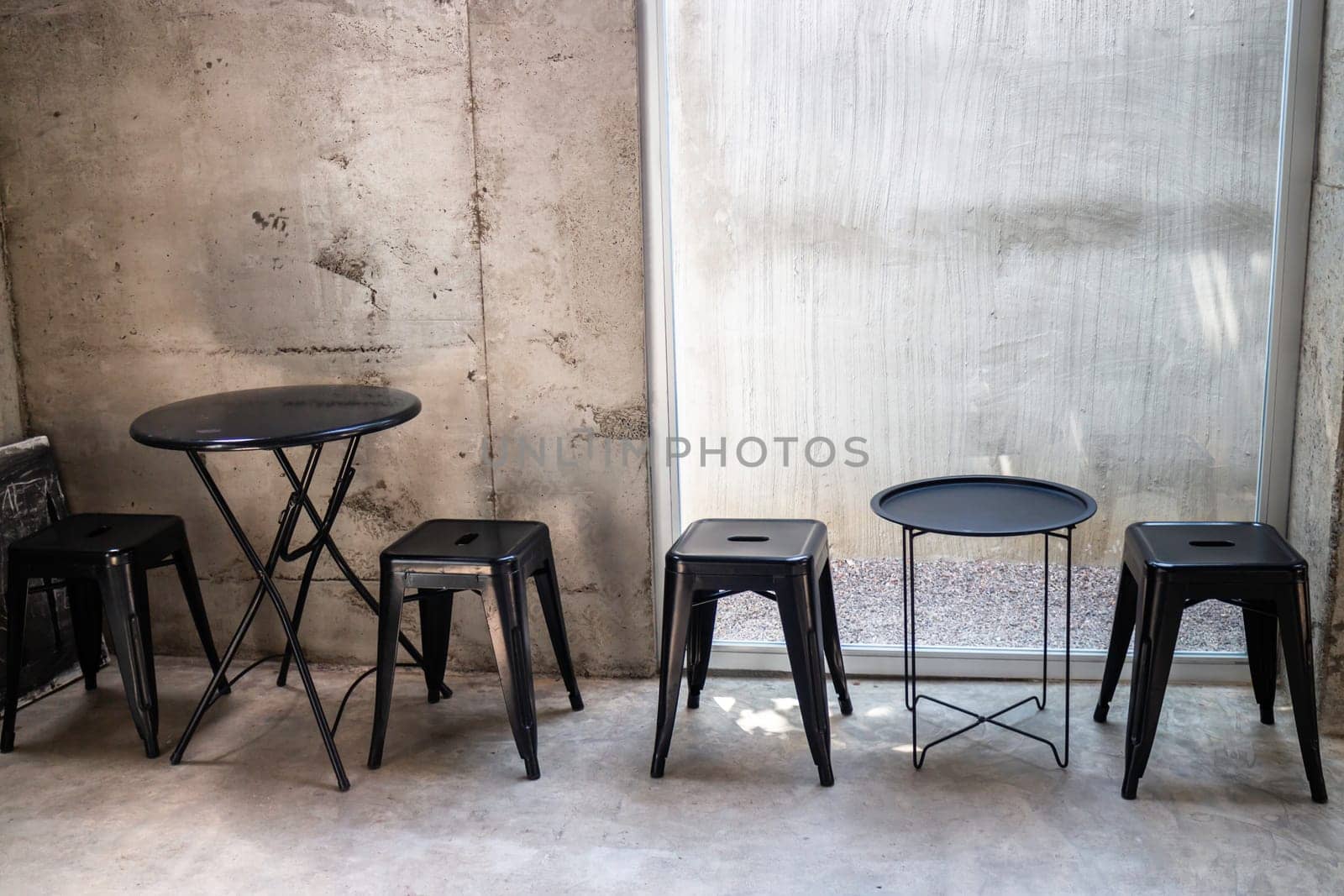 Minimal styled furniture set in the coffee shop, stock photo