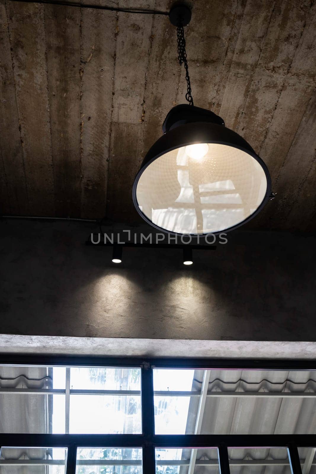 Modern ceiling lamps decorated in coffee shop, stock photo