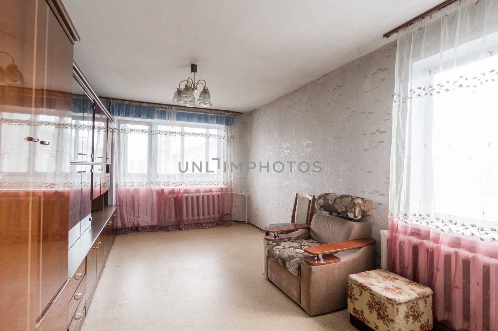 Russia, Moscow- June 11, 2019: interior room apartment. standard repair decoration in hostel