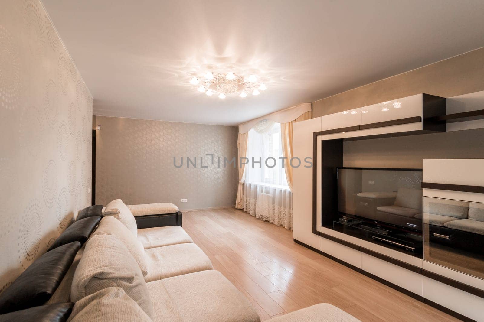 Russia, Moscow- June 11, 2019: interior room apartment. standard repair decoration in hostel