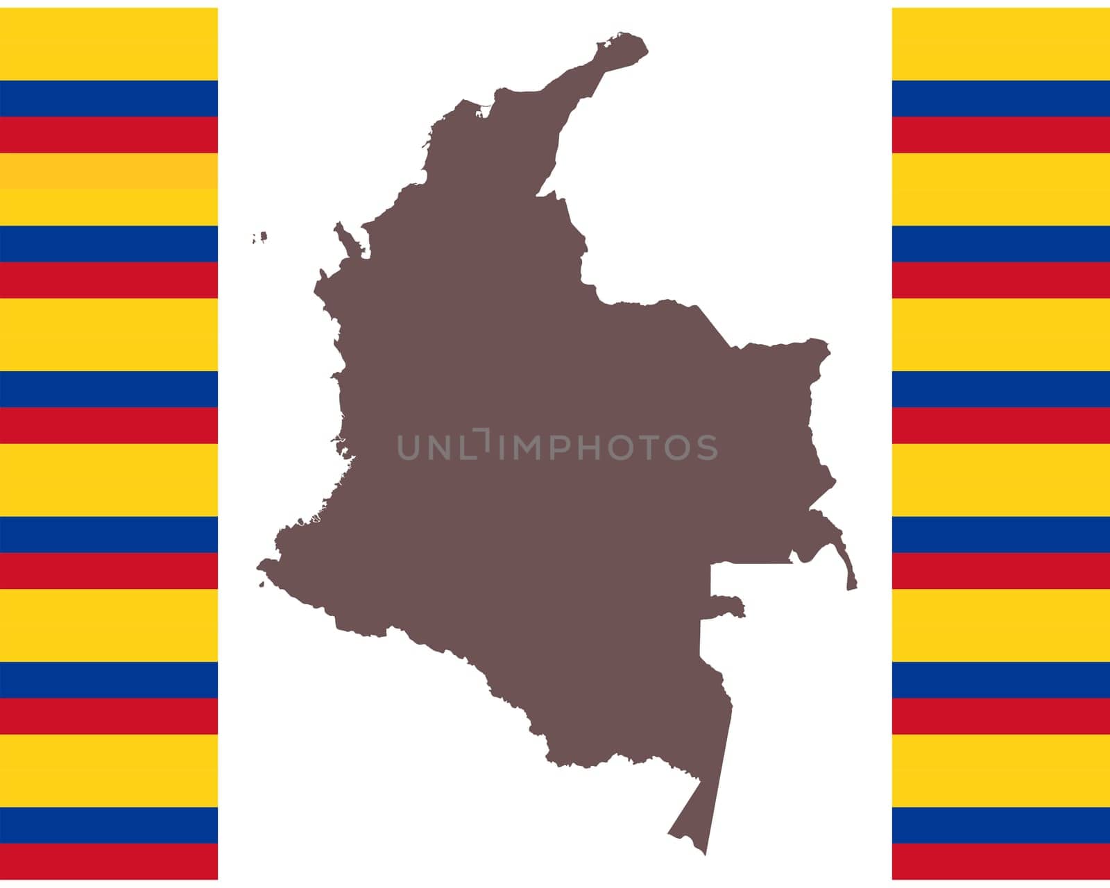 Landkarte von Kolumbien auf Hintergrund mit Fahne