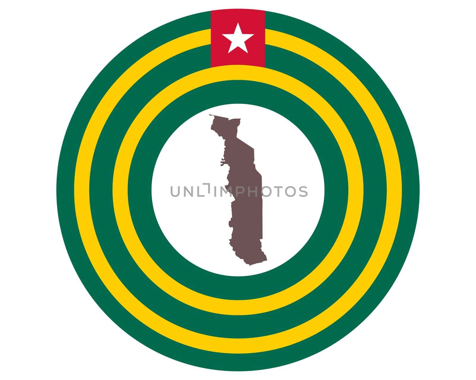 Landkarte von Togo auf Hintergrund mit Fahne