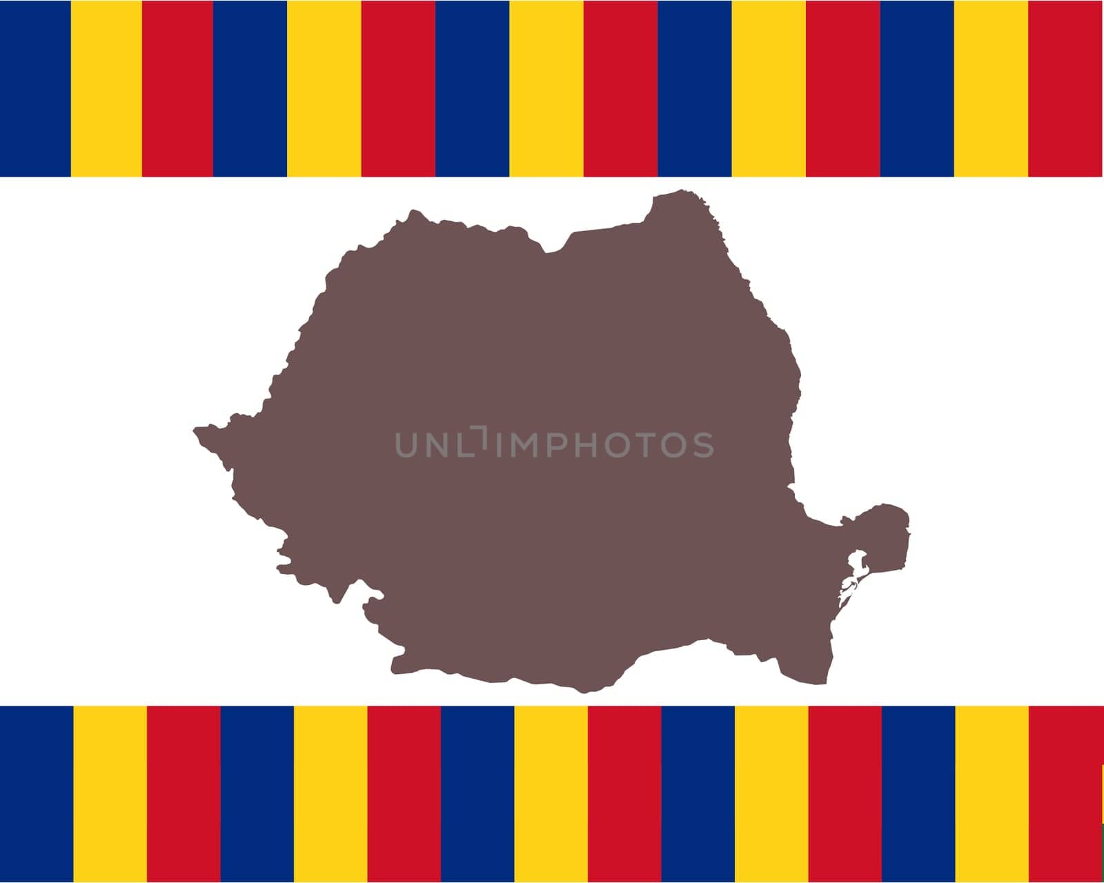Landkarte von Rumänien auf Hintergrund mit Fahne