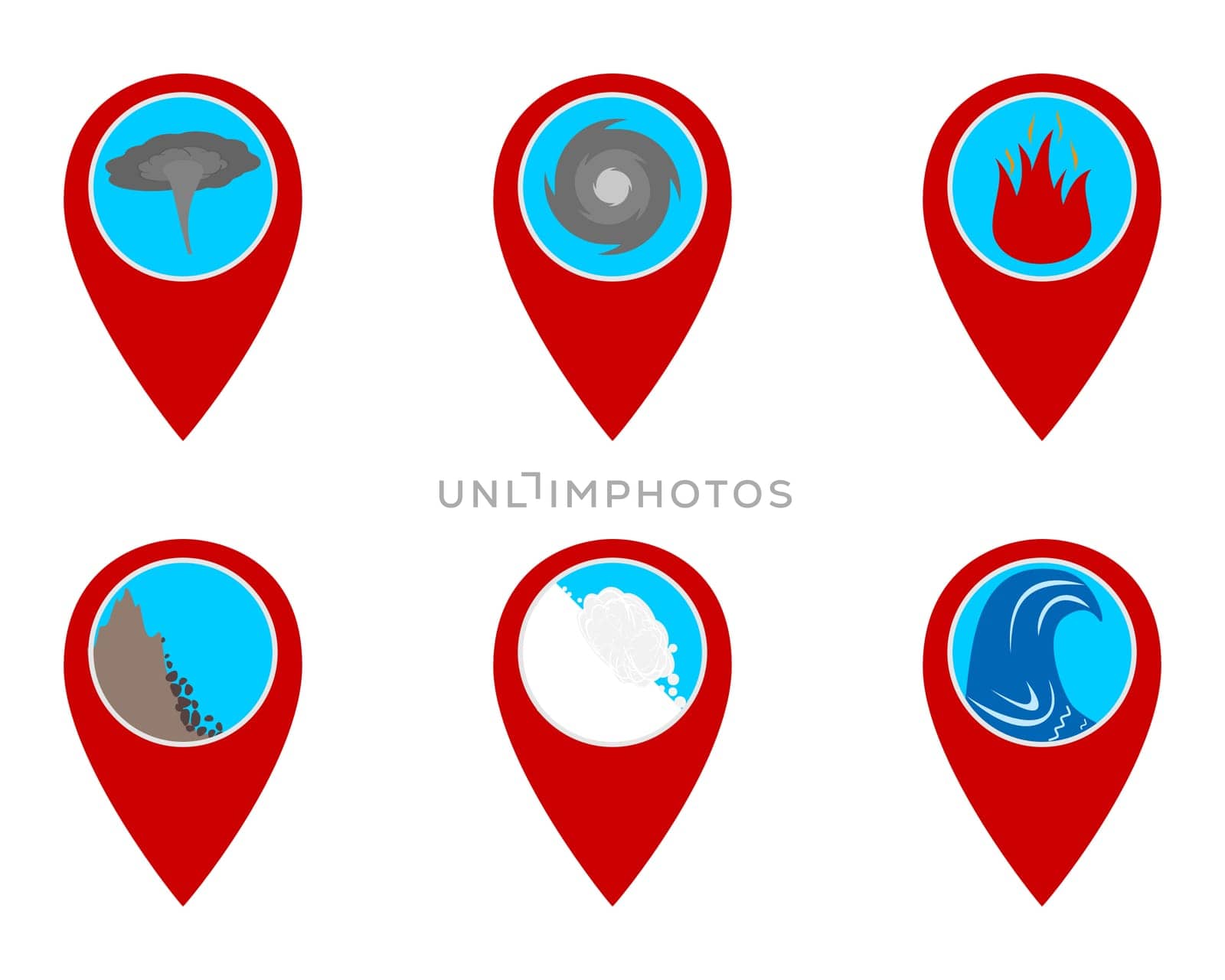 Pins mit Naturkatastrophen