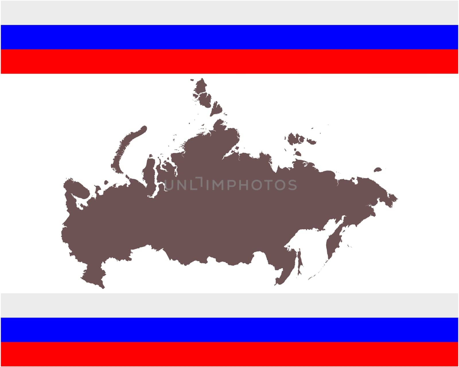 Landkarte von Russland auf Hintergrund mit Fahne
