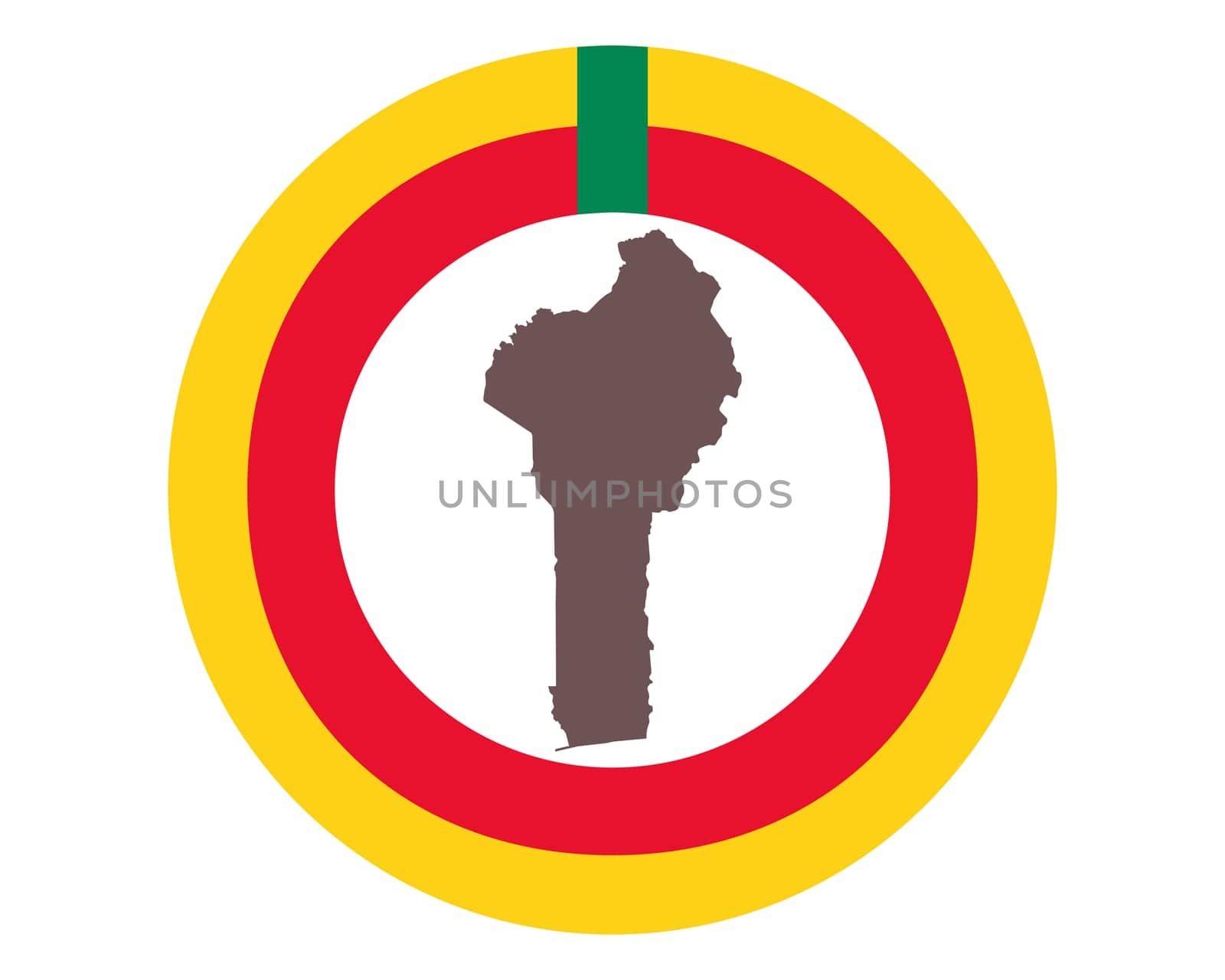 Landkarte von Benin auf Hintergrund mit Fahne