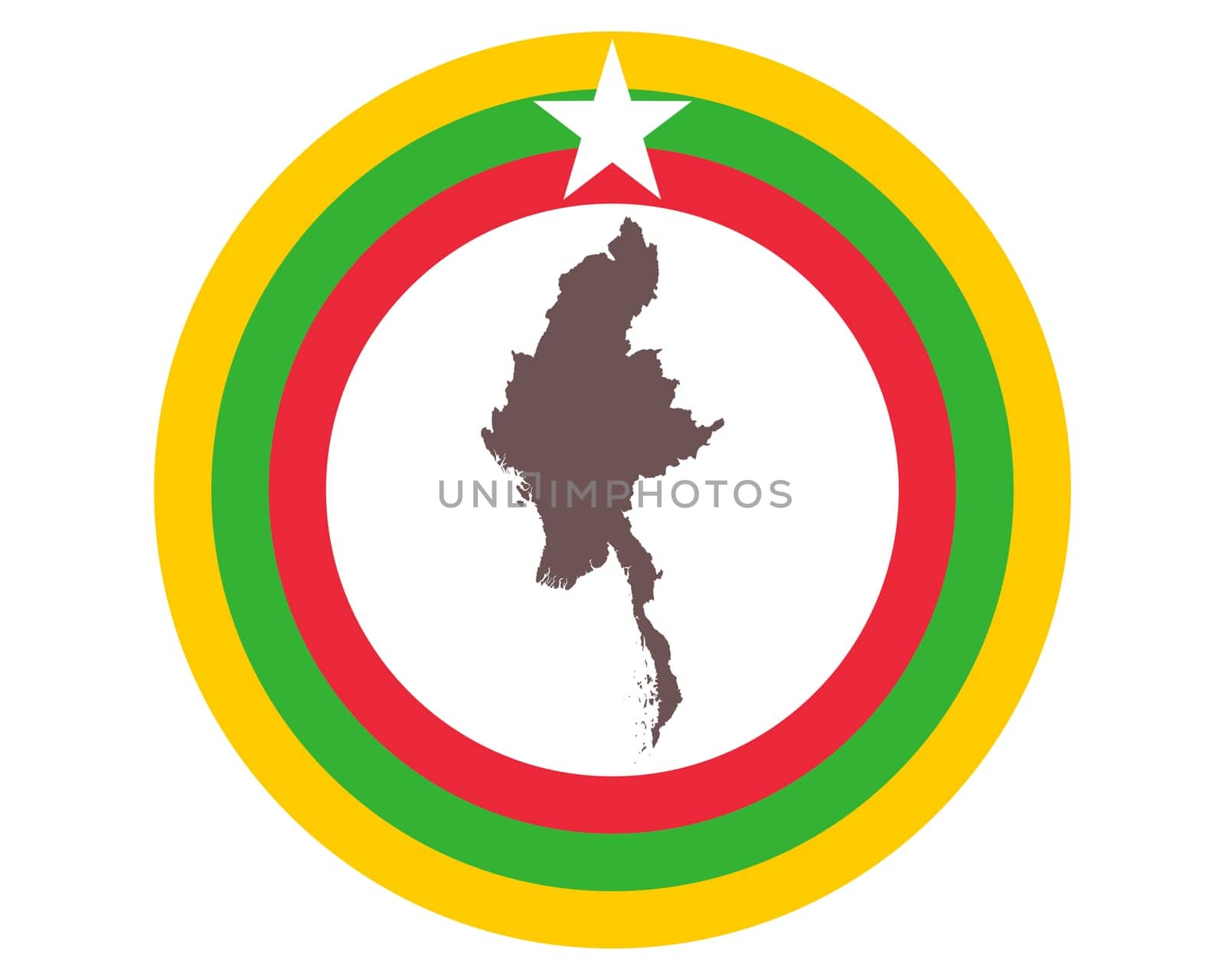 Landkarte von Myanmar auf Hintergrund mit Fahne