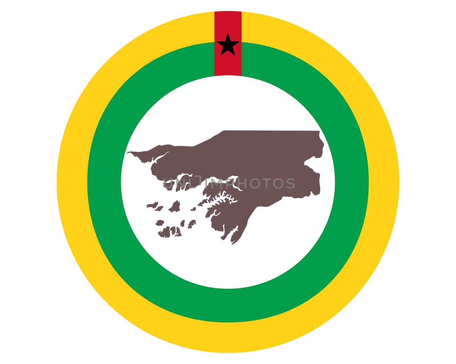 Landkarte von Guinea-Bissau auf Hintergrund mit Fahne