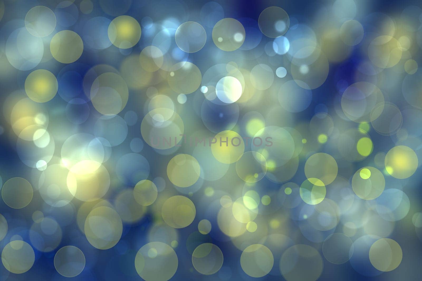 Abstract gradient of dark blue yellow pastel background texture with glowing circular bokeh lights. Beautiful colorful spring or summer backdrop.