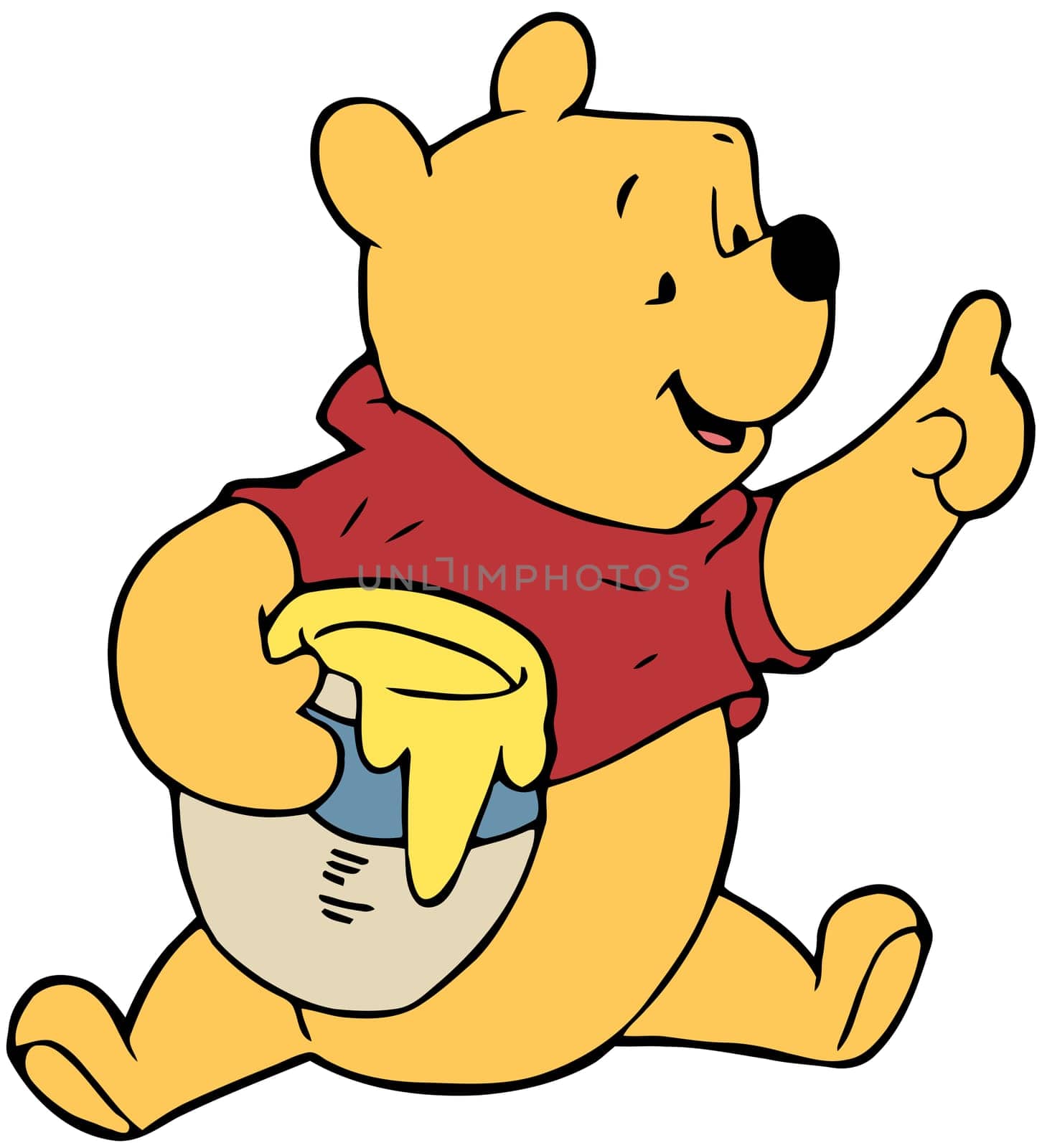 Winnie the Pooh bear cartoon honey pot illustration