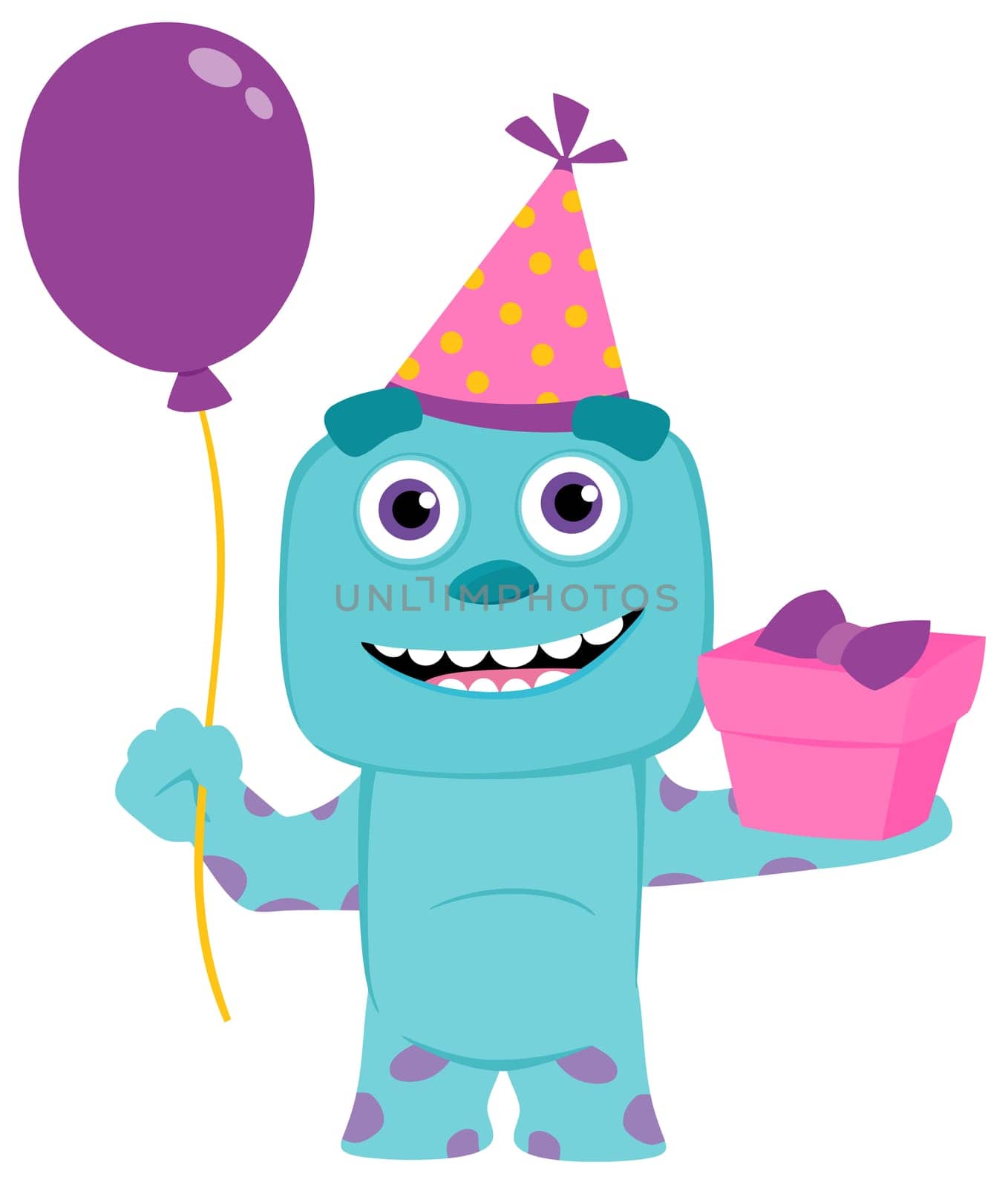 monster alien bear creature blue illustration birthday balloon party