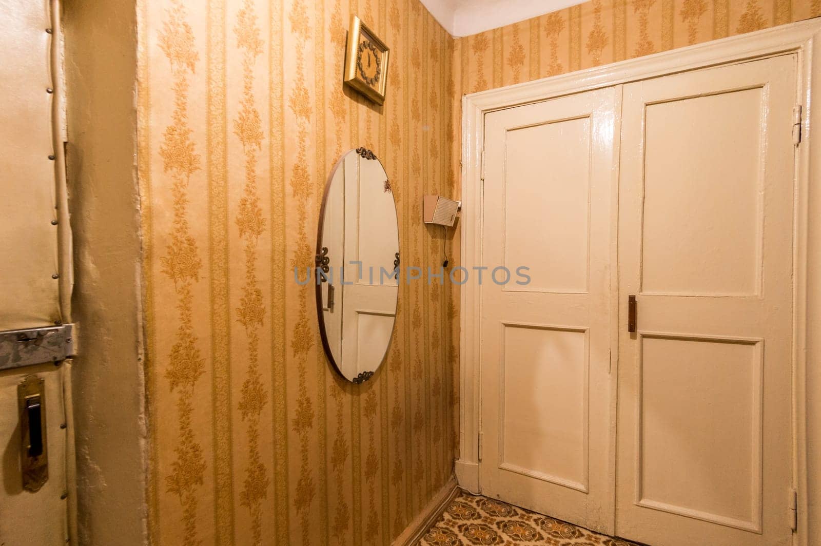 Russia, Moscow- June 11, 2019: interior room apartment. standard repair decoration in hostel. room doors, repair
