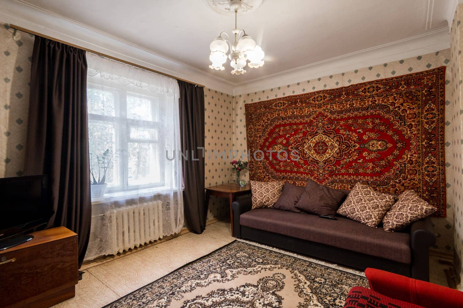 Russia, Moscow- June 11, 2019: interior room apartment. standard repair decoration in hostel